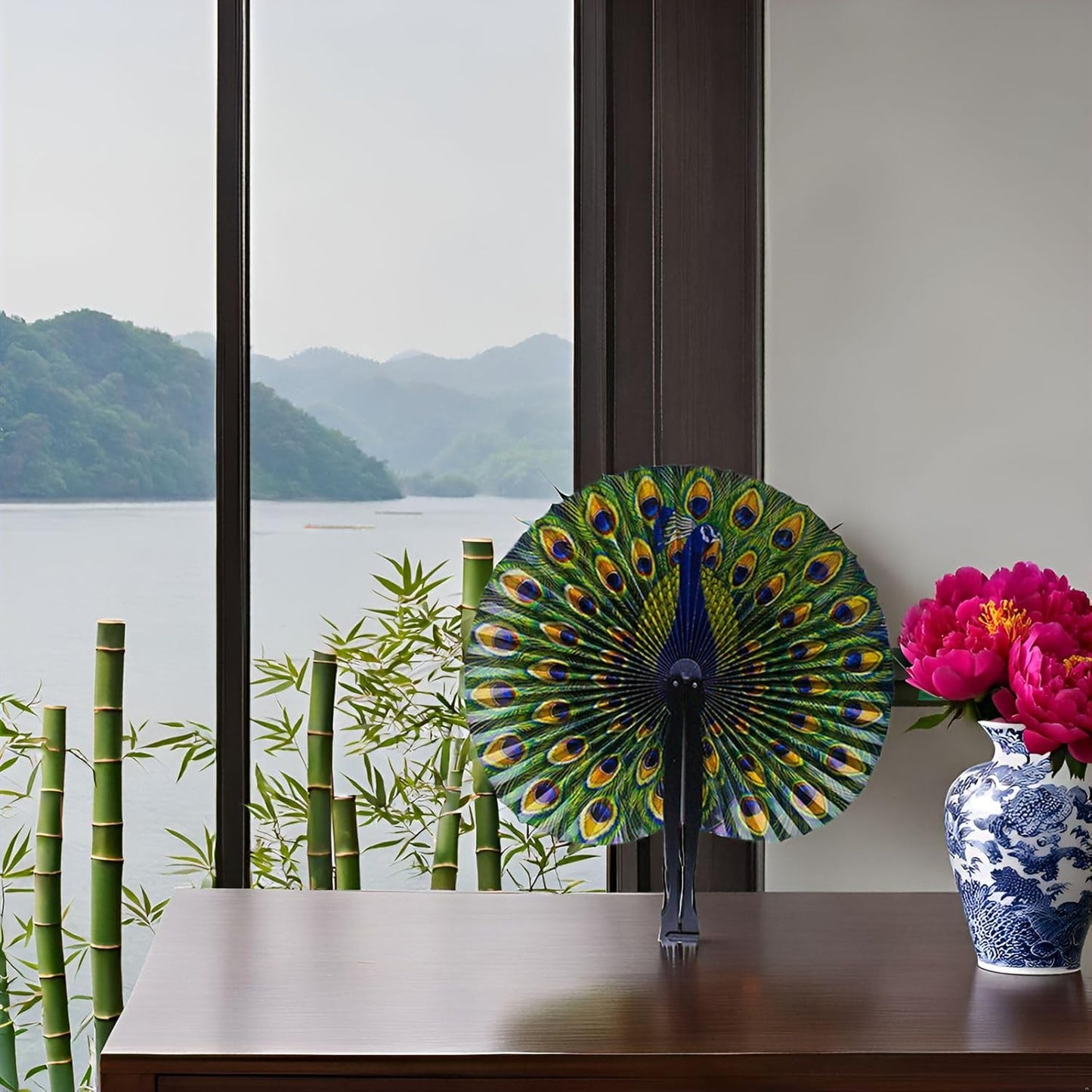 20 Pcs 10" Safari Print Peacock Fans Decorations Animal Folding Paper Hand Fans Bulk for Gifts,Weddings Festival,Birthday,Summer,Party Favors,School Cultural Shows