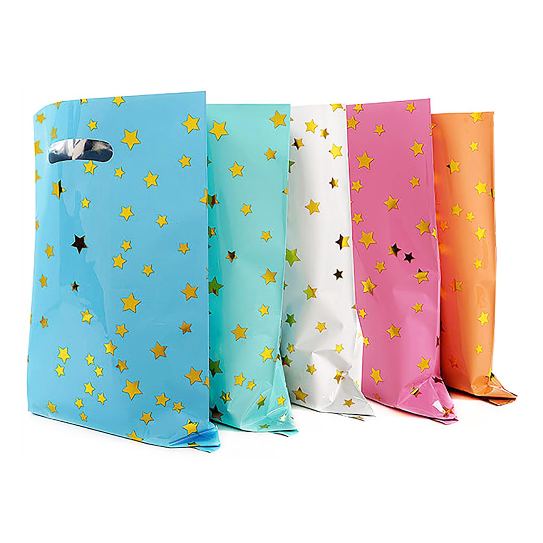 saizone 25 PCS Gift Bags,Party Favor Bags,5 Colors with Star Pattern