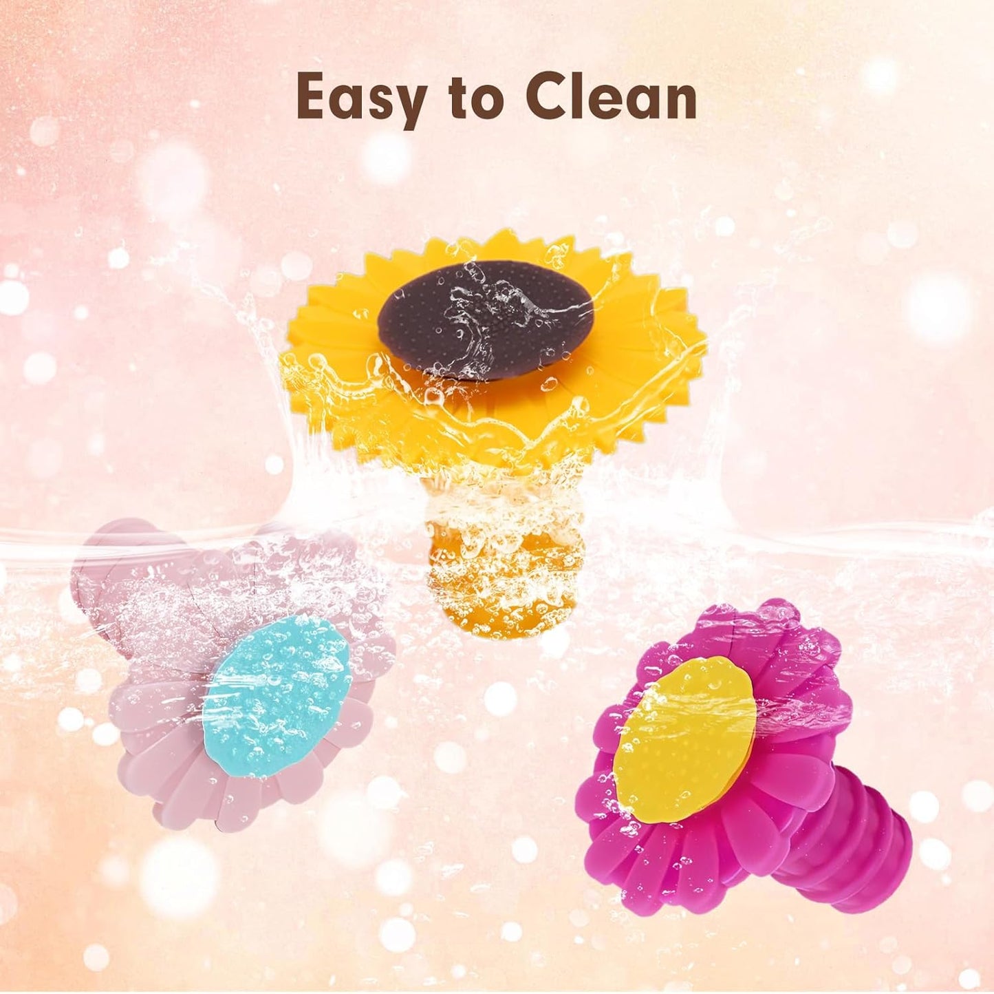 3 Pcs Wine Bottle Stopper, Silicone Sunflower Cute Wine Bottle Stopper, Reusable Wine Saver to Keep Wine Fresh(Yellow, Pink, Purple)