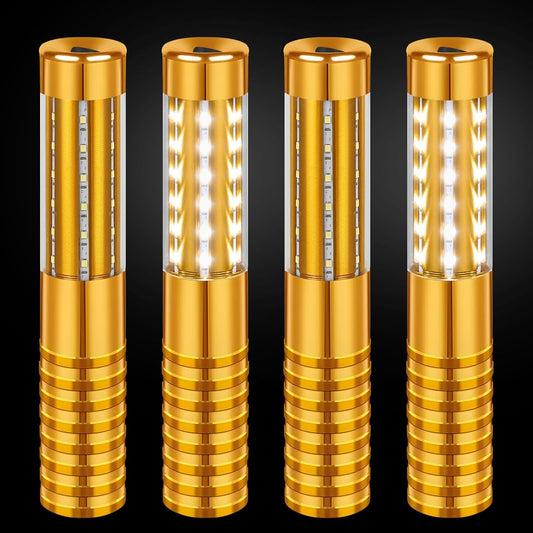 4 Pieces LED Strobe Baton Light Rechargeable Bottle Service Sparklers Stick Reusable Champagne Bottle Handheld LED for Club Stage Nightclub Party Concert Event Bar Outdoor - Gold