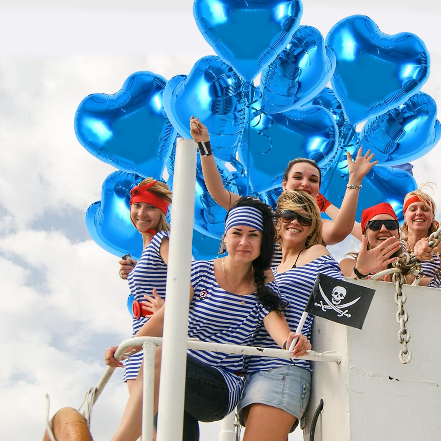 TONIFUL 30Pcs 18 Inch Blue Heart Balloons Blue Heart Shape Foil Mylar Balloons Decoration for Birthday Valentine's Day Wedding Bridal Shower Anniversary Engagement Party Supplies