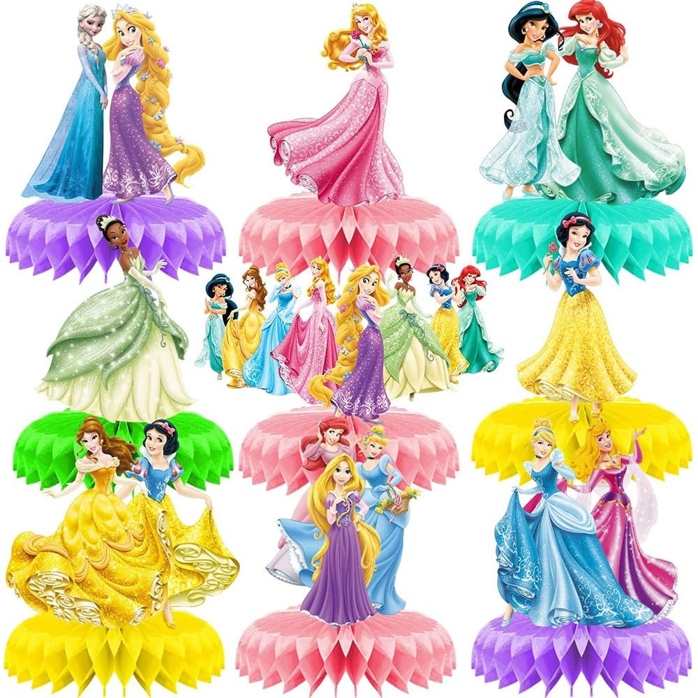 For Disne Princess Birthday Party Supplies, 9Pcs Honeycomb Centerpieces for Princess Party