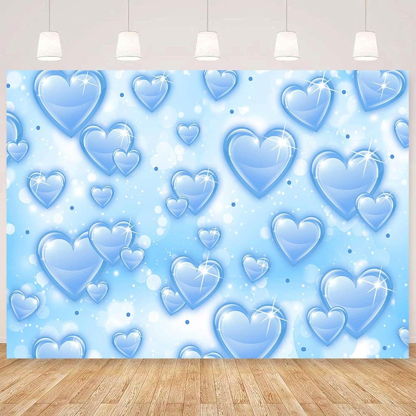 Sensfun 7x5ft Light Blue Heart Backdrop Early 2000s Party Decorations Old School Backdrops Valentines Day 90s Hearts Y2K Birthday Party Banner Newborn Photography Background Selfile Photo Booth Props