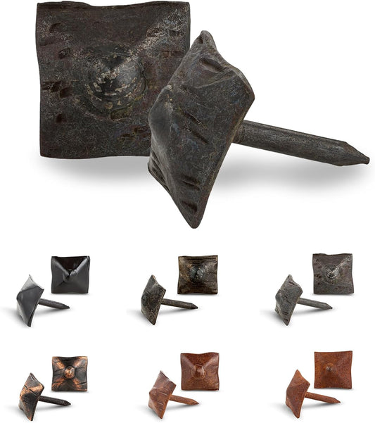 50 Pack 0.75" Square Head Iron Clavos Decorative Nails – Unfinished – Handmade Rustic Square Fasteners for Farmhouse Shutters, Faux Wood, Barn Doors, Shutters, and Gates – Ornamental Wood Accent