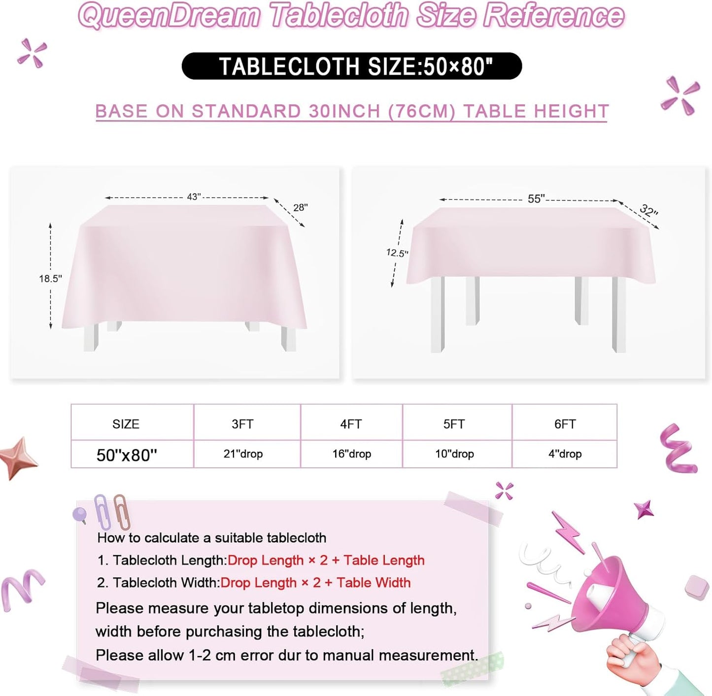 QueenDream Sparkly Sequin Tablecloth - White Iridescent Table Cloth 50x80 Inches Rectangle Table Overlay Fabric for Birthday Parties Baby Shower Decoration