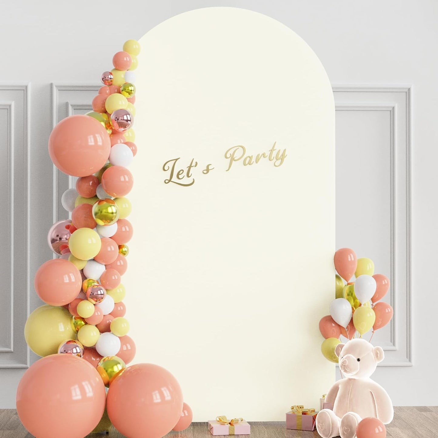 Wokceer 6.6 FT Wedding Arch Stand and Arch Cover, Metal Arch Stand with Arch Stand Cover for Birthday Party Wedding Ceremony Bridal Baby Shower Event Decor