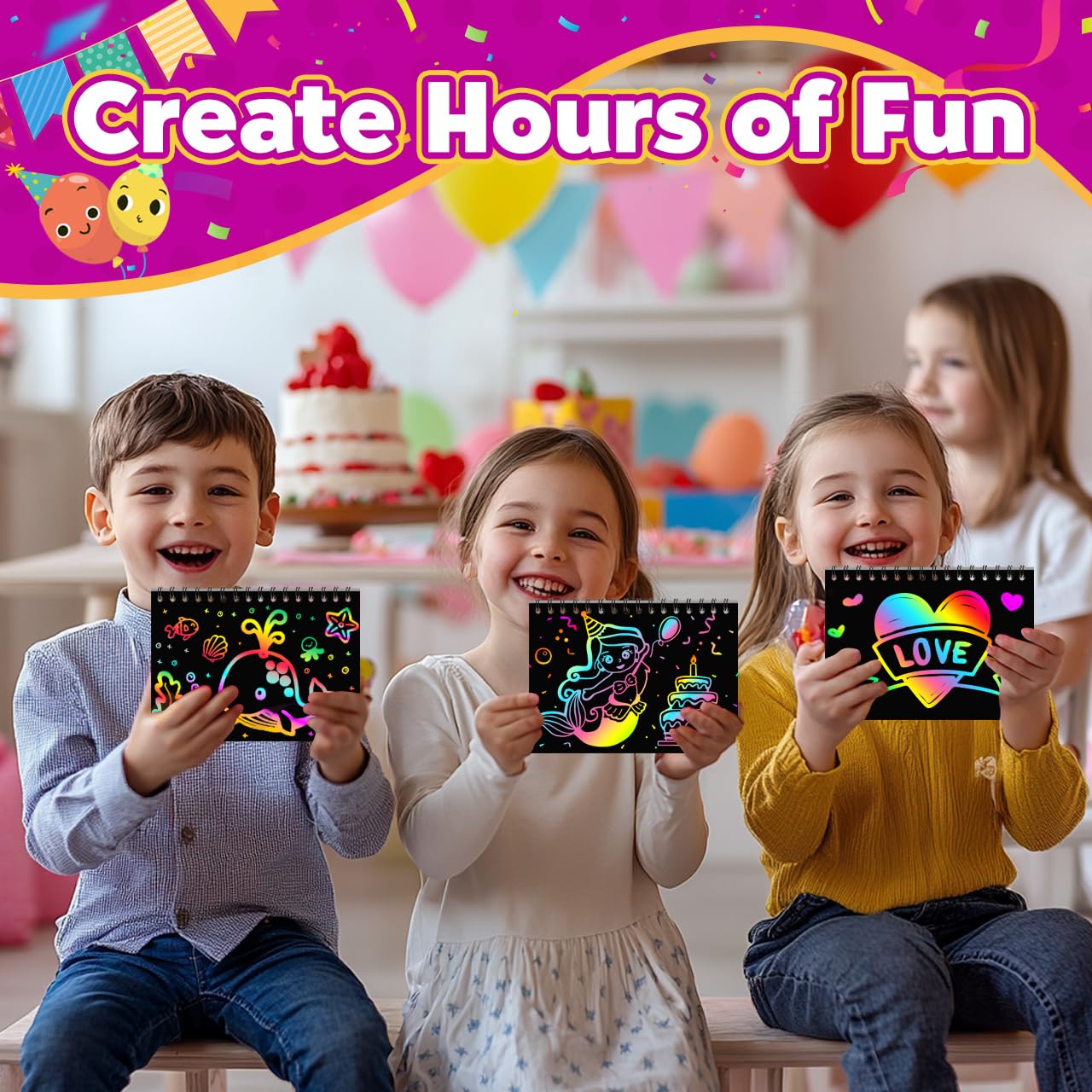 Party Favors for Kids 4-8-12: 24 Pack Scratch Rainbow Art Crafts Notebook
