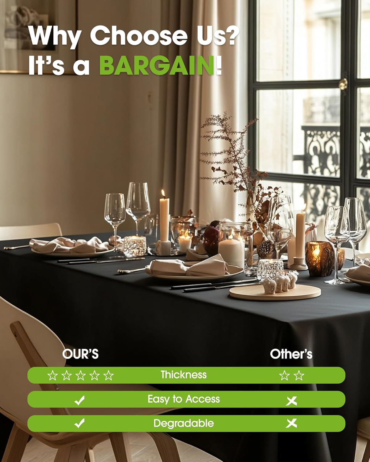 Pureegg Plastic Table Cloth Disposable 10 Pack, 54 x 132 Inch Table Cloths, Halloween Party Decorations, Summerween Decor, Halloween Tablecloths, Rectangle, Plastic Cover, Leakproof & Sturdy, Black