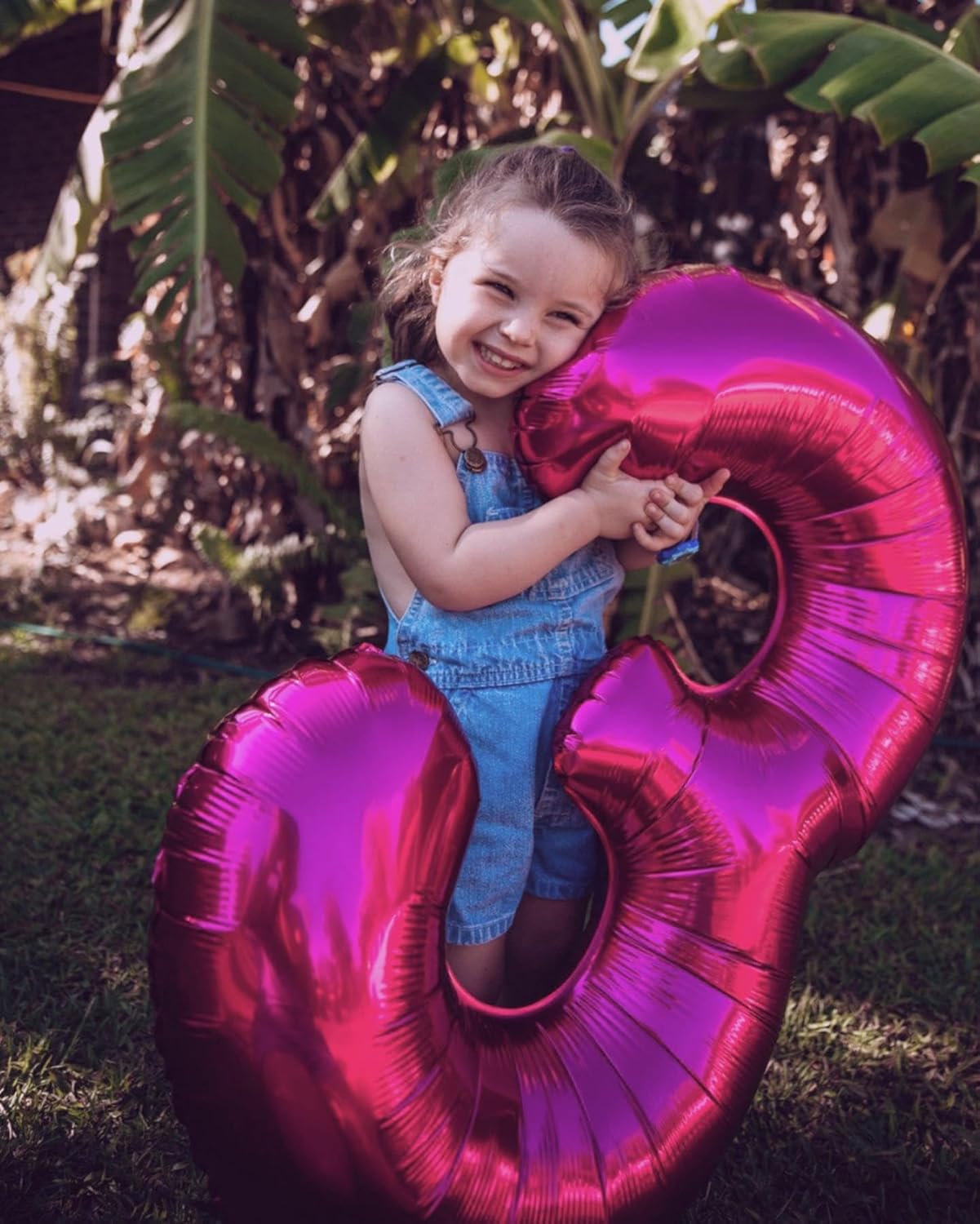 Large 40 Inch Rosy Purple 3 Number Balloon, 3 13 23 30 33 36 38 Rosy Purple Birthday Party Decorations, Numbers Three Foil Balloons for Anniversary Party Graduations Celebration Supplies