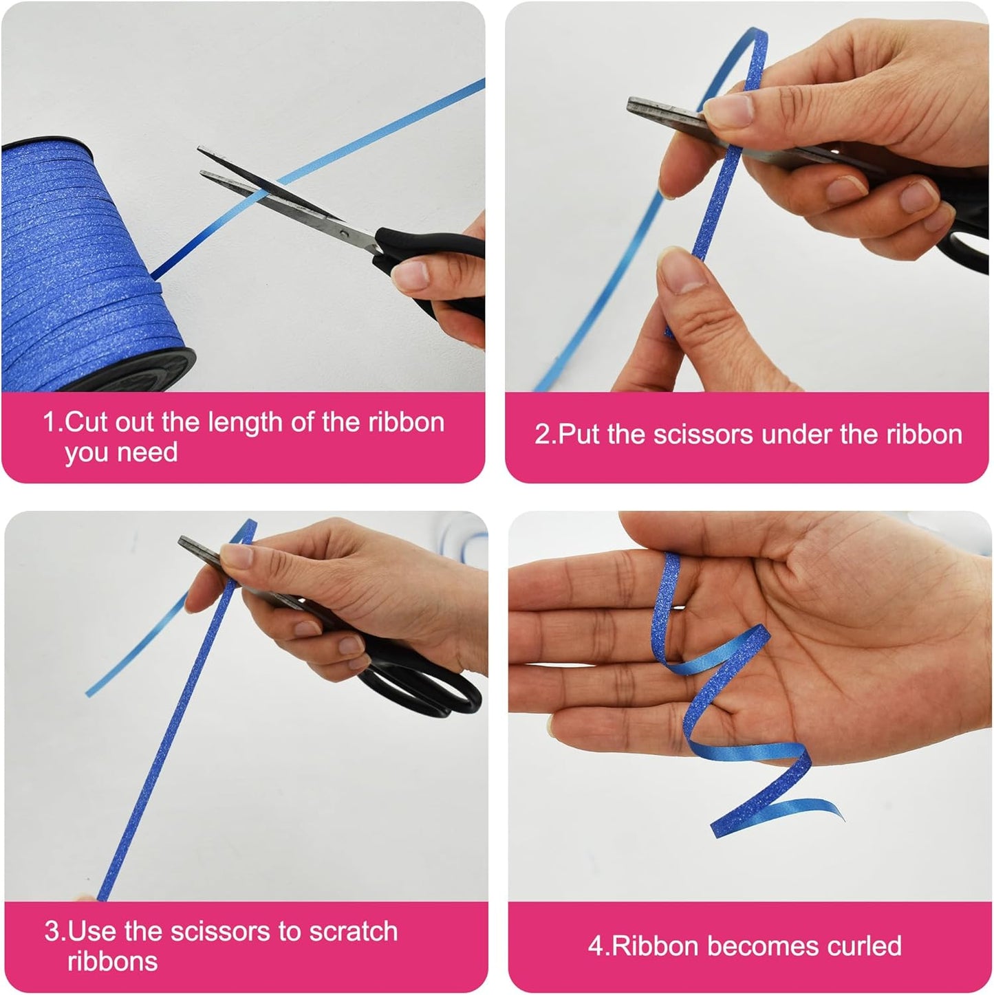 BEISHIDA Glitter Ribbon - 500 Yards Hot Pink, Curling Crimped, Shiny for Gift Wrapping, Birthday Party, Festival, Art Craft, Florist Flowers Decoration