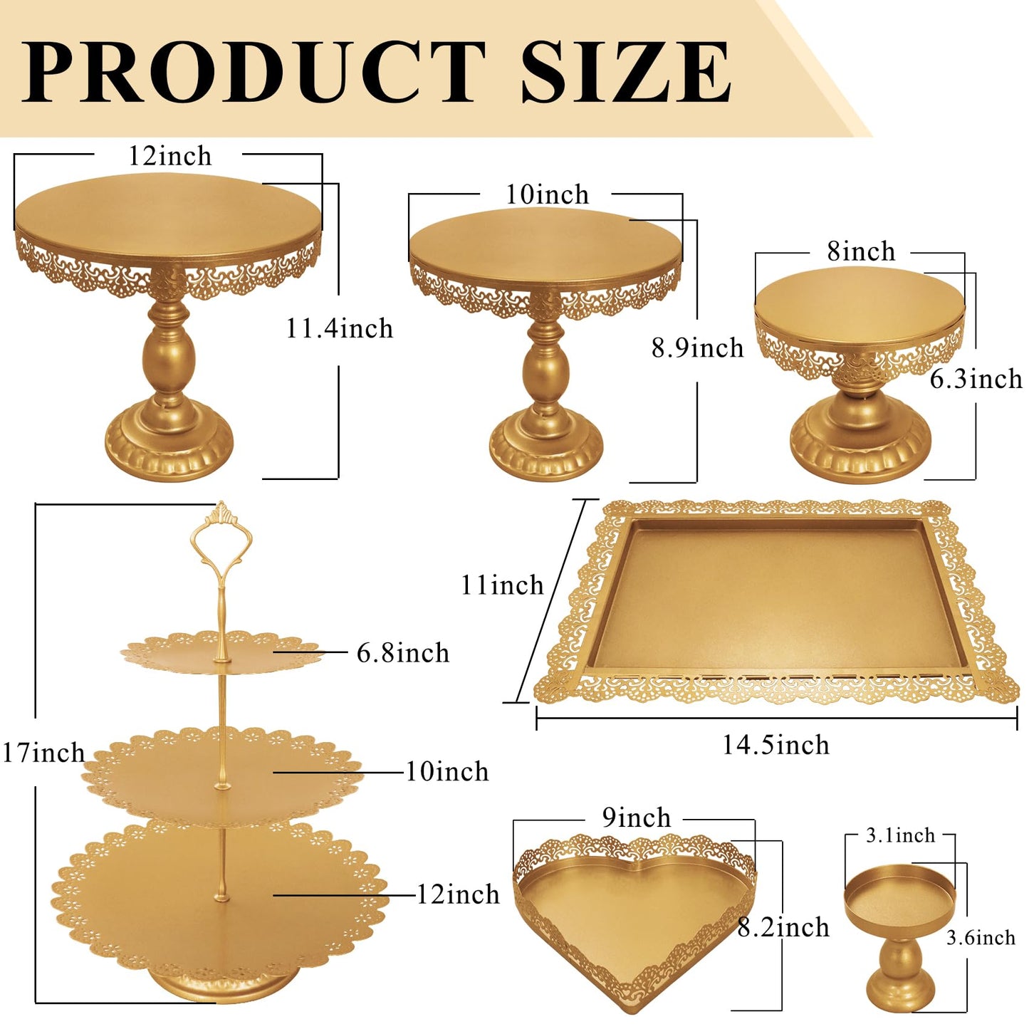 JALANCY Set of 9 Cake Stands Metal Cupcake Stand Set Multiple Styles Candy Fruit Display Tower