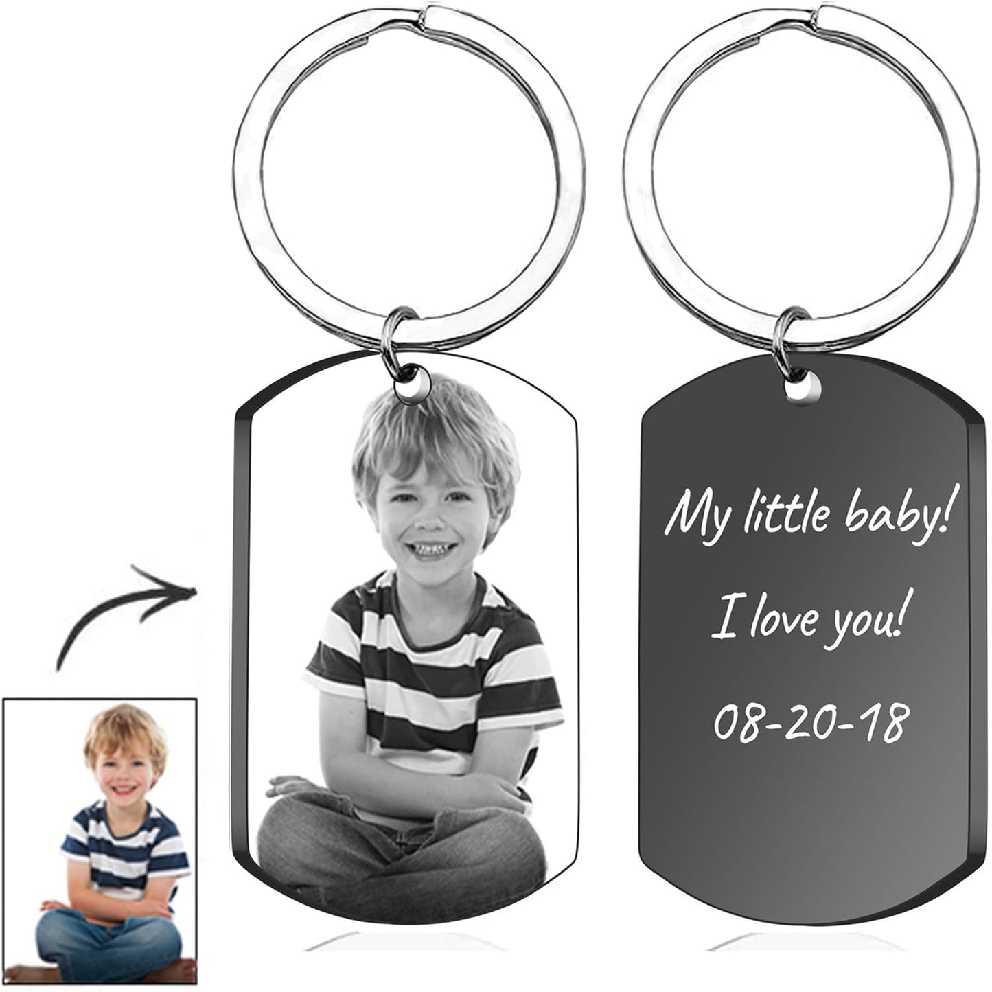 Personalized Double-sided Photo Text+Icons Keychain Drive Safe Boy Girlfriend Pet Memorial Anniversary Custom Keychain Gifts