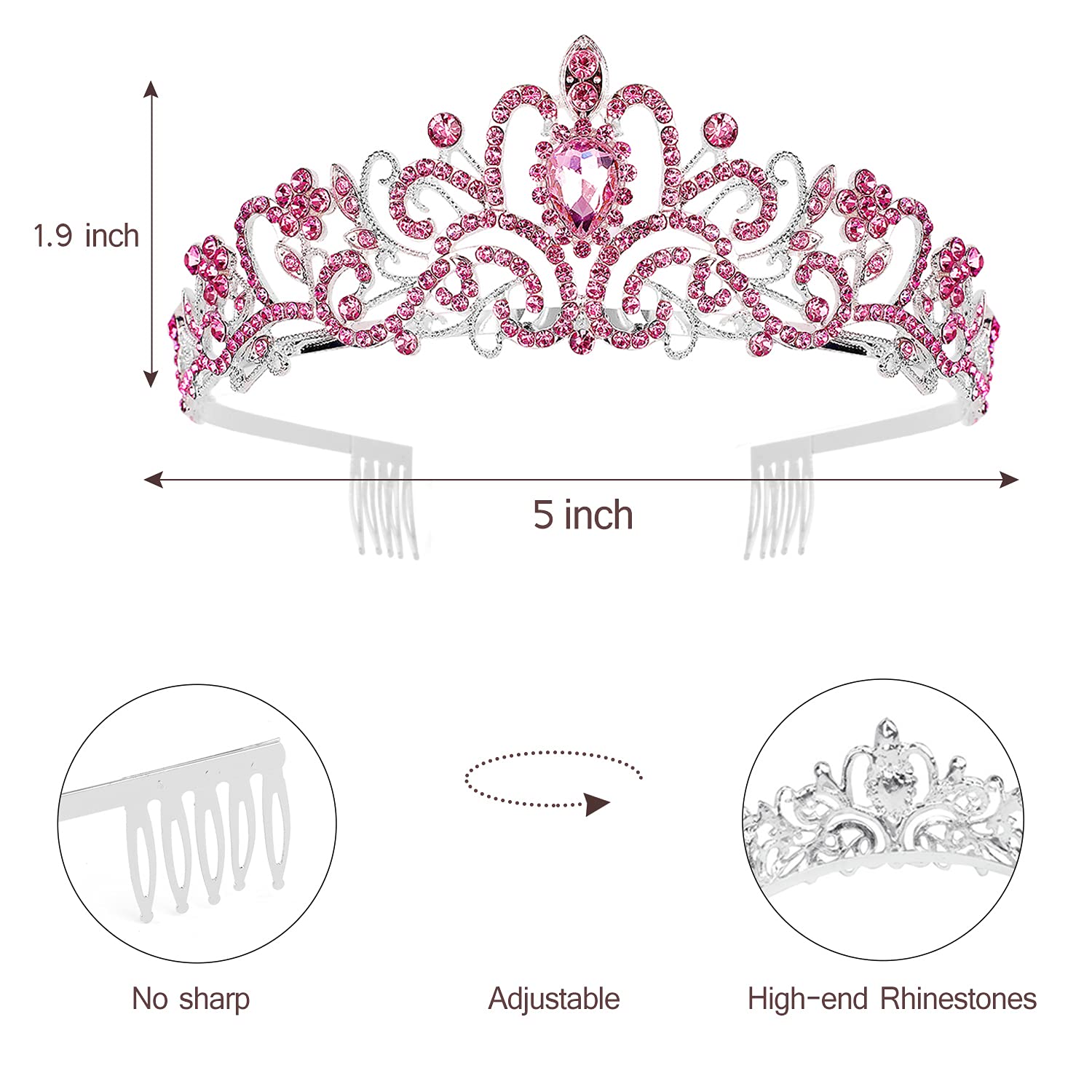 Princess Birthday Tiara - Happy Crown for Girls & Women, Decorative Accessory