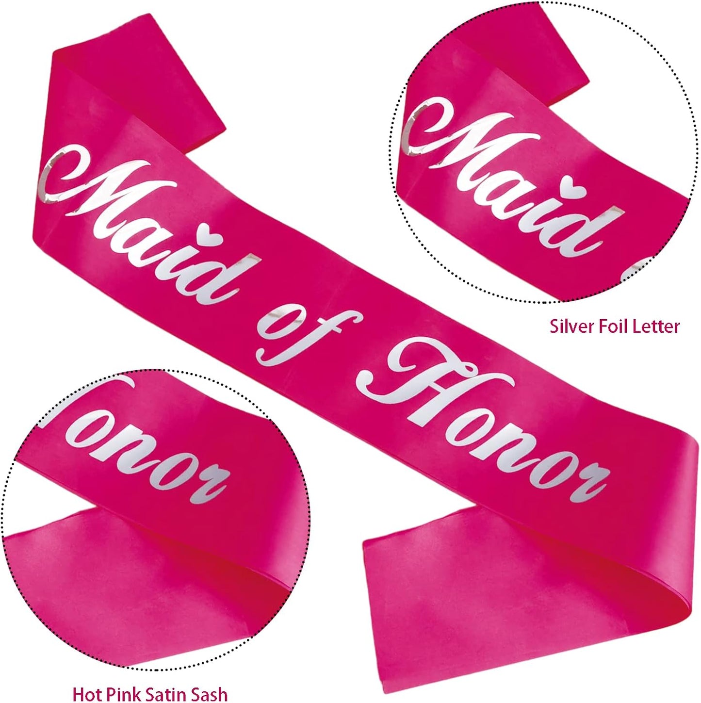 KETAOO Maid of Honor Sash, Maid of Honor Lace Sash for Bridal Shower Favors Engagement or Wedding Party Accessories Bachelorette Party Decorations KE0000038 White/Gold