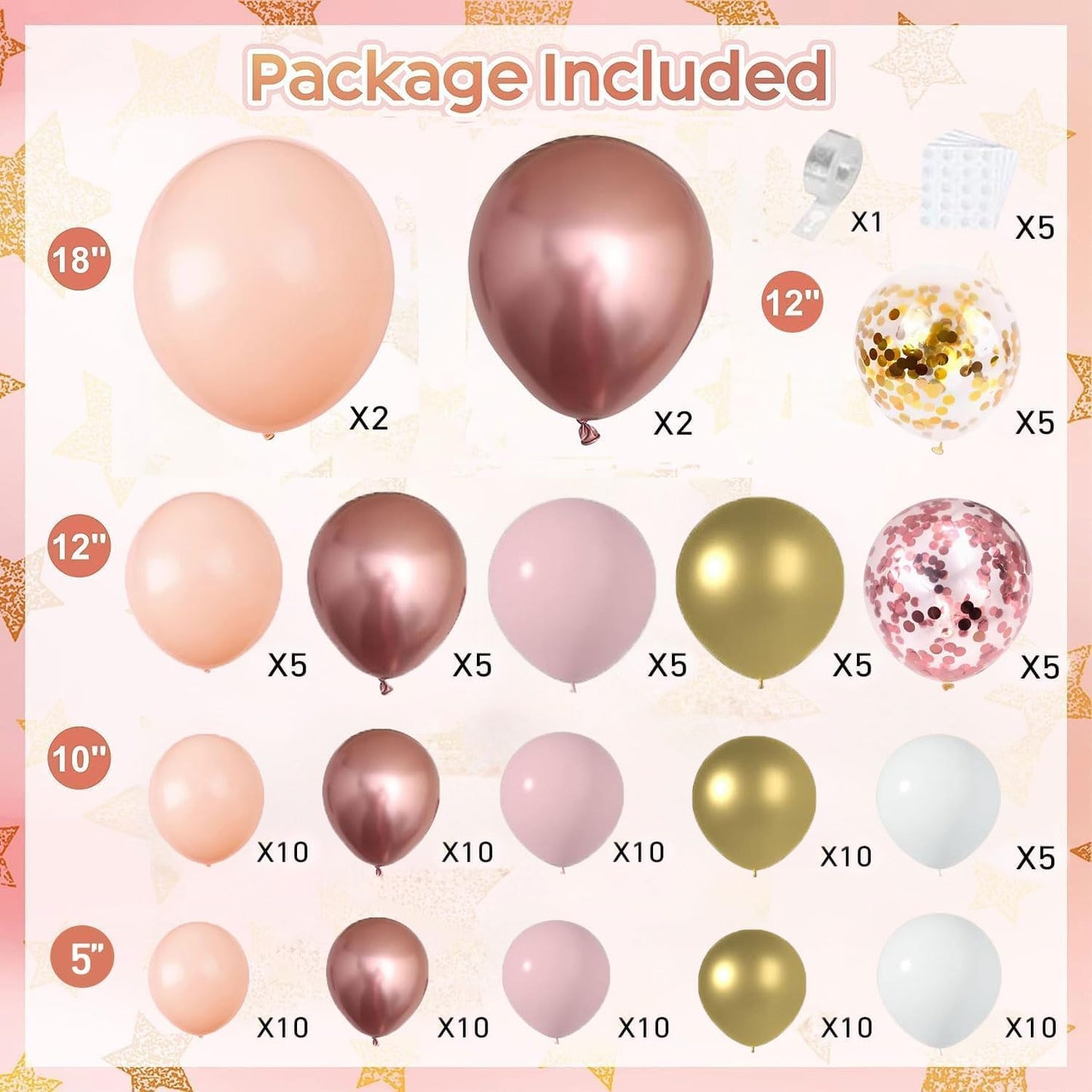 Blocesa Rose Gold Balloon Garland Arch Kit, Pink Gold, Latex, Party Decor.