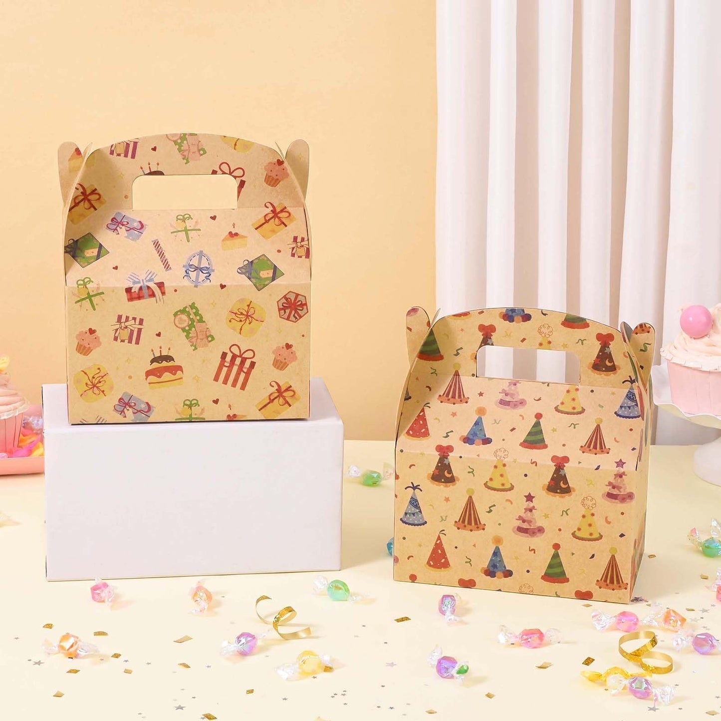 WERNNSAI 12 Pcs Birthday Party Treat Boxes Kraft Gift Box for Birthday