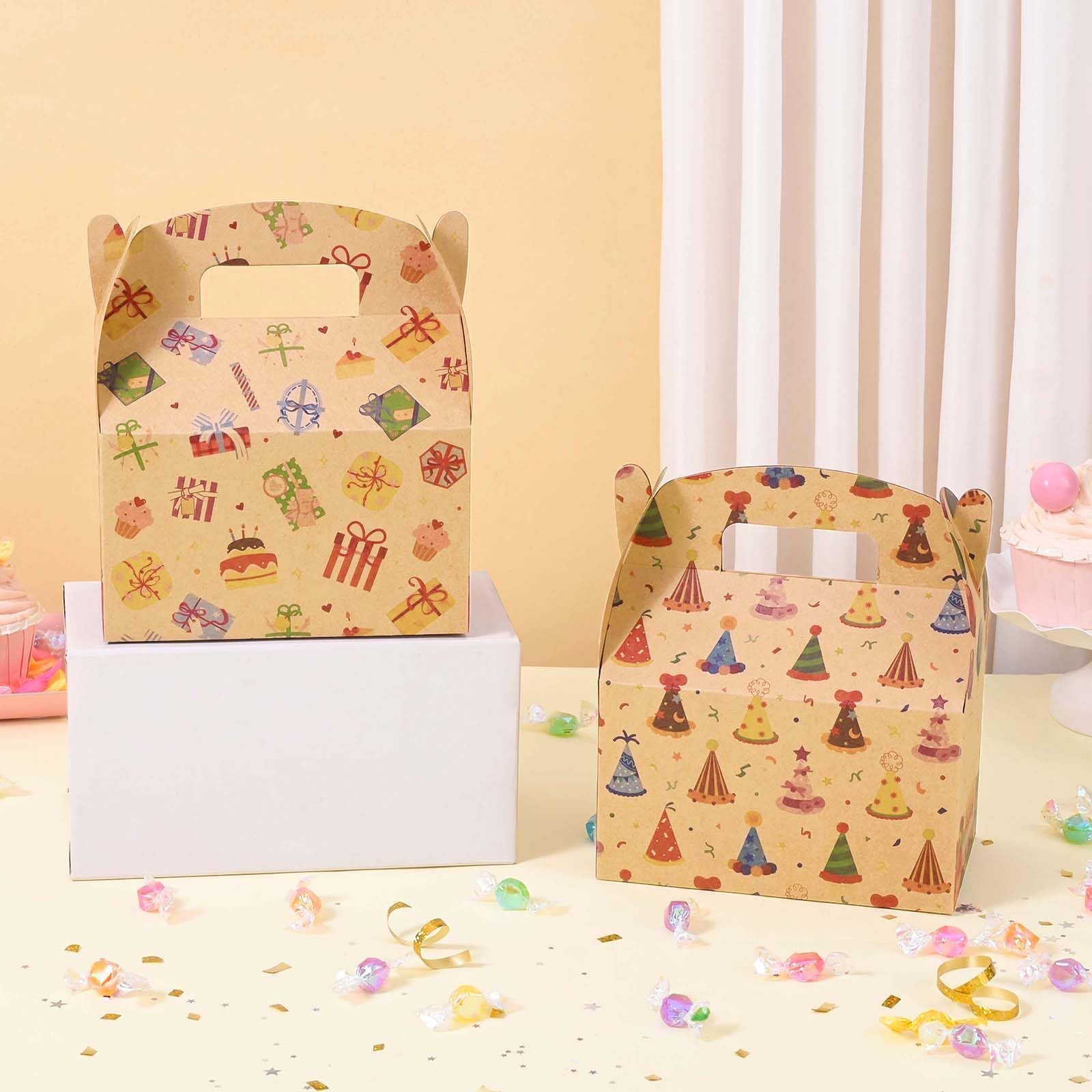 WERNNSAI 12 Pcs Birthday Party Treat Boxes Kraft Gift Box for Birthday