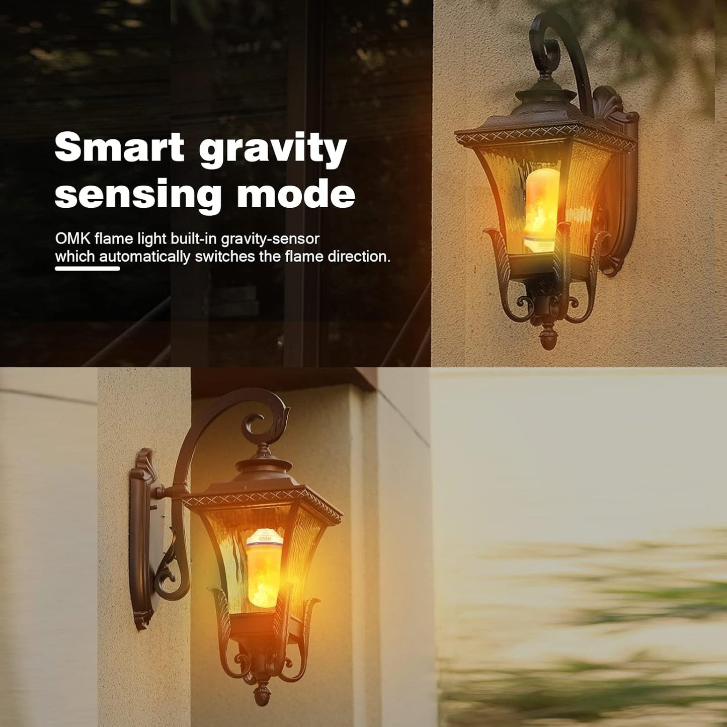 OMK Flame Light Bulbs, Christmas Decorations Flame Bulb, LED Flame Effect Fire Light Bulbs, for Porch Yard Bedroom Hotel Bar Pary Holiday Gifts