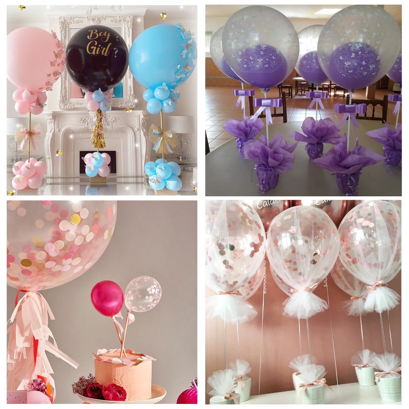 Sakolla 10 Sets Balloon Stick Stand, Holder with Base for Table Desktop Centerpiece, Birthday