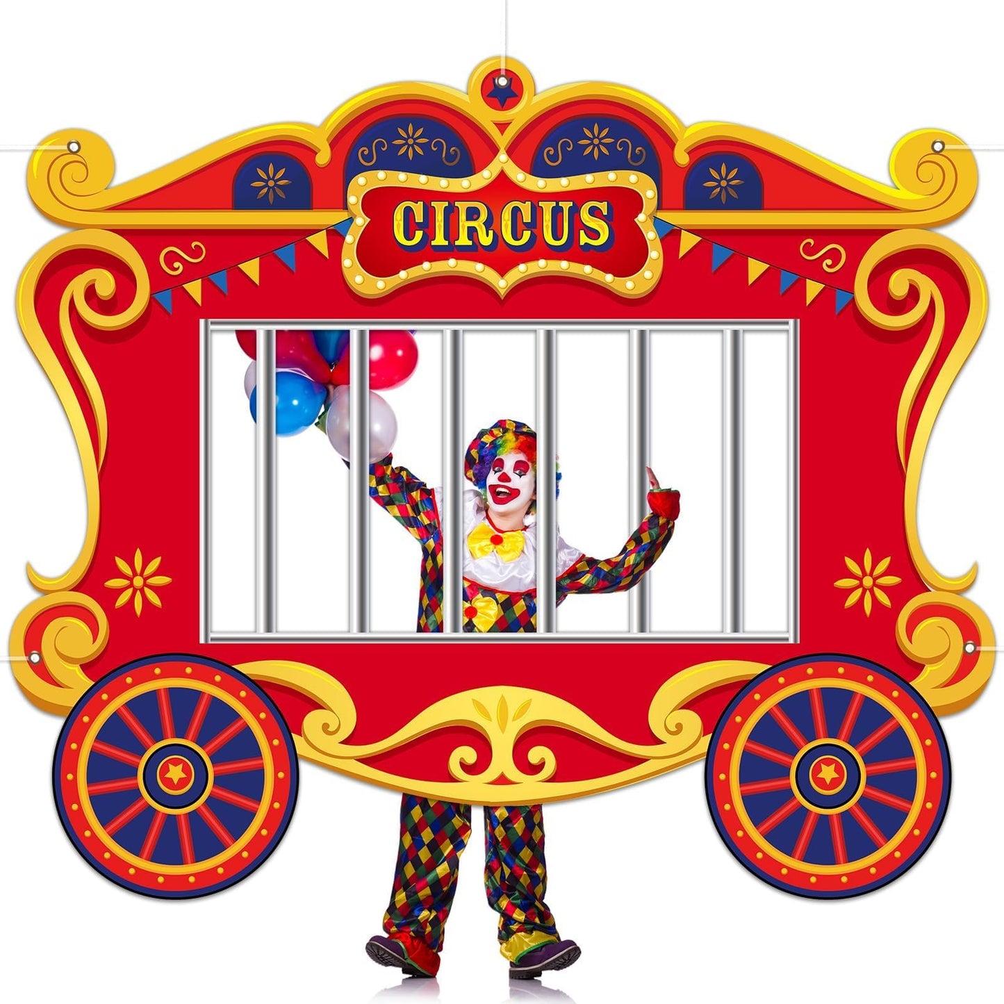 Yiaoyinnz Circus Party Decorations Carnival Cage Shaped Photo Backdrop Circus Photo Booth Props