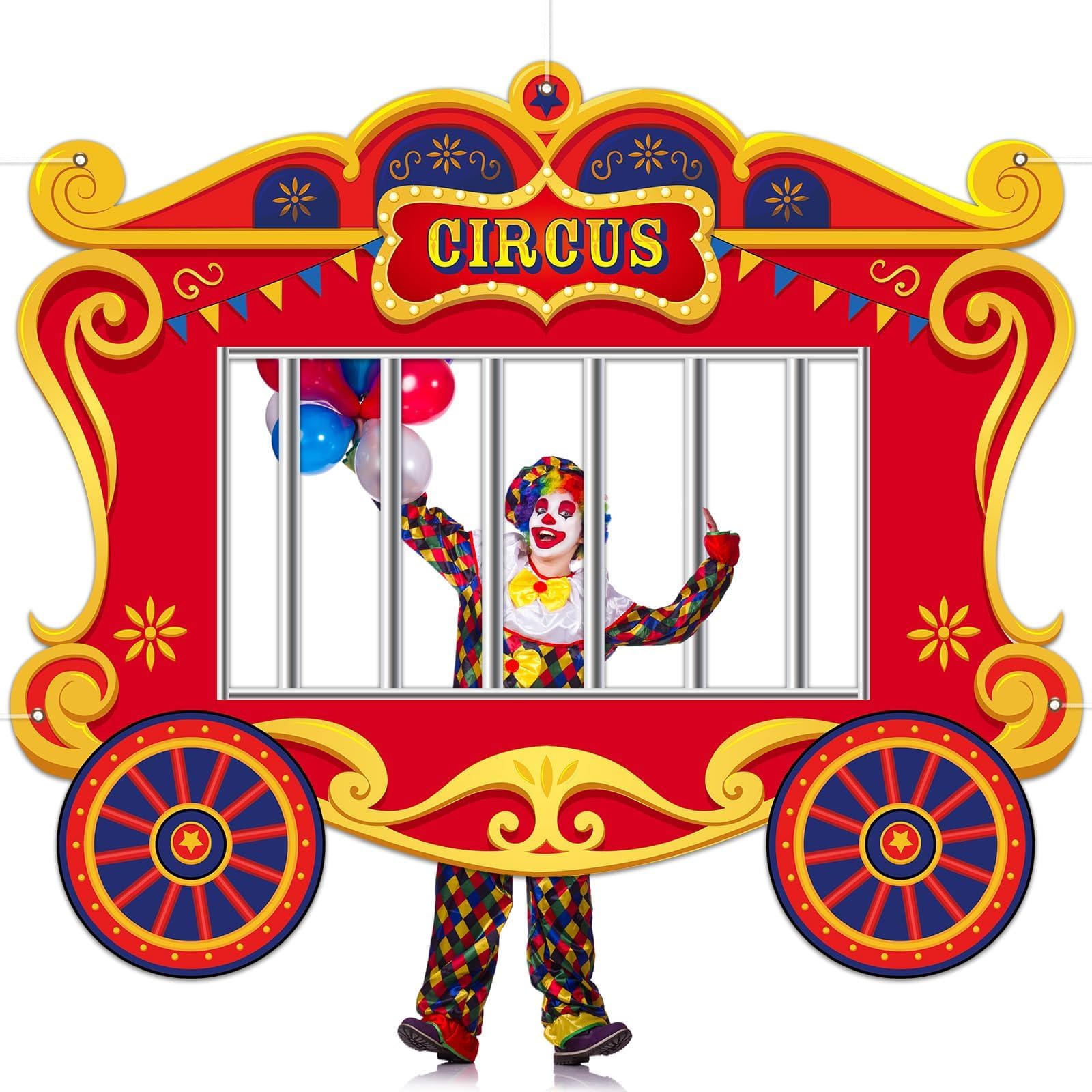 Yiaoyinnz Circus Party Decorations Carnival Cage Shaped Photo Backdrop Circus Photo Booth Props