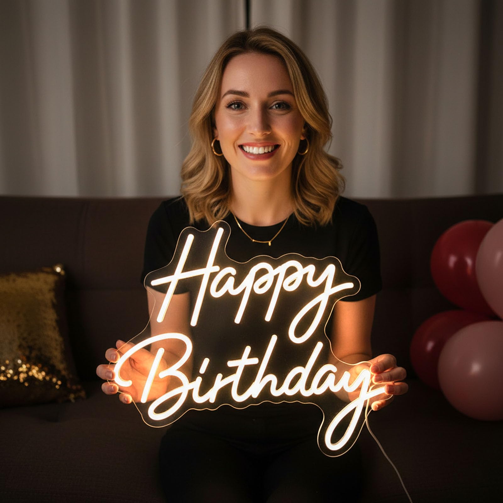 Happy Birthday LED Neon Sign for All Birthday Party Decoration Backdrop