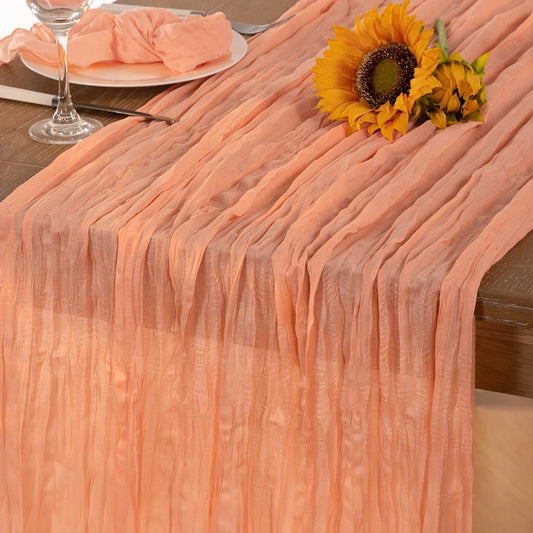 Peach Cheesecloth Table Runner Fall Table Runner Boho Gauze 120 Inches Cheese Cloth Fall Table Decorations for Sweet Little Peach Baby Shower Decor Wedding Bridal Thanksgiving Party