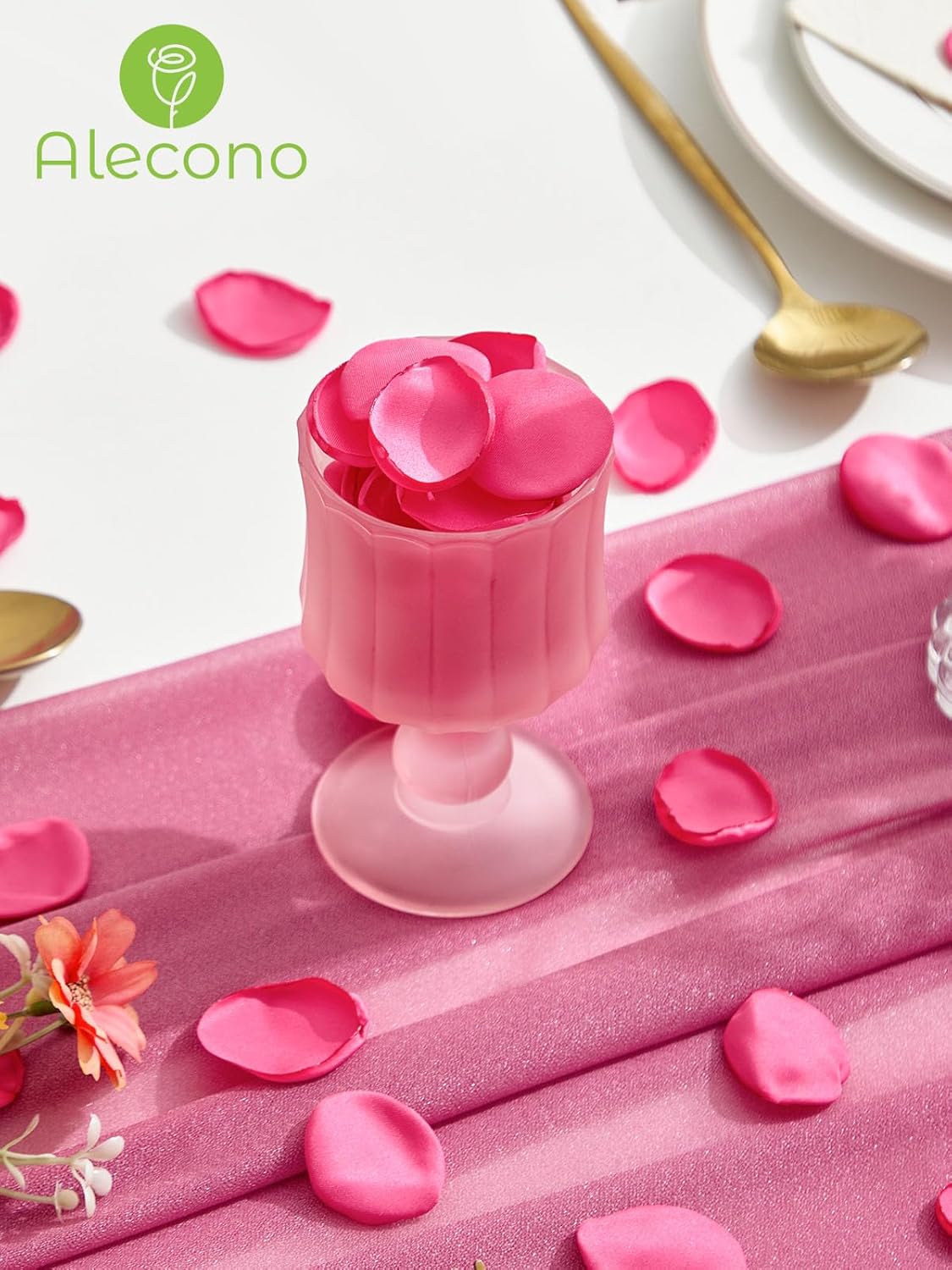 Alecono 400Pcs Silk Rose Petals, Faux Hot Pink Petals for Wedding Proposal Flower Girl Basket, Flower Petals to Throw at Wedding Birthday Party Decoration