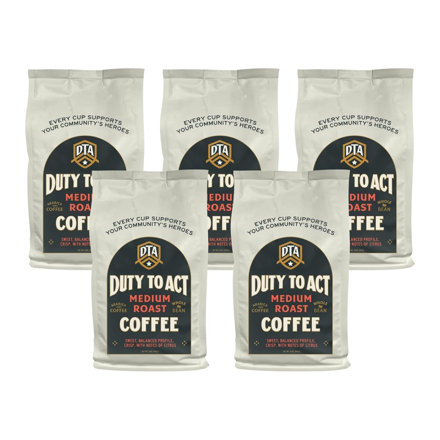 Duty to Act Medium Roast Whole Bean Coffee, 2 lbs (Pack of 5)