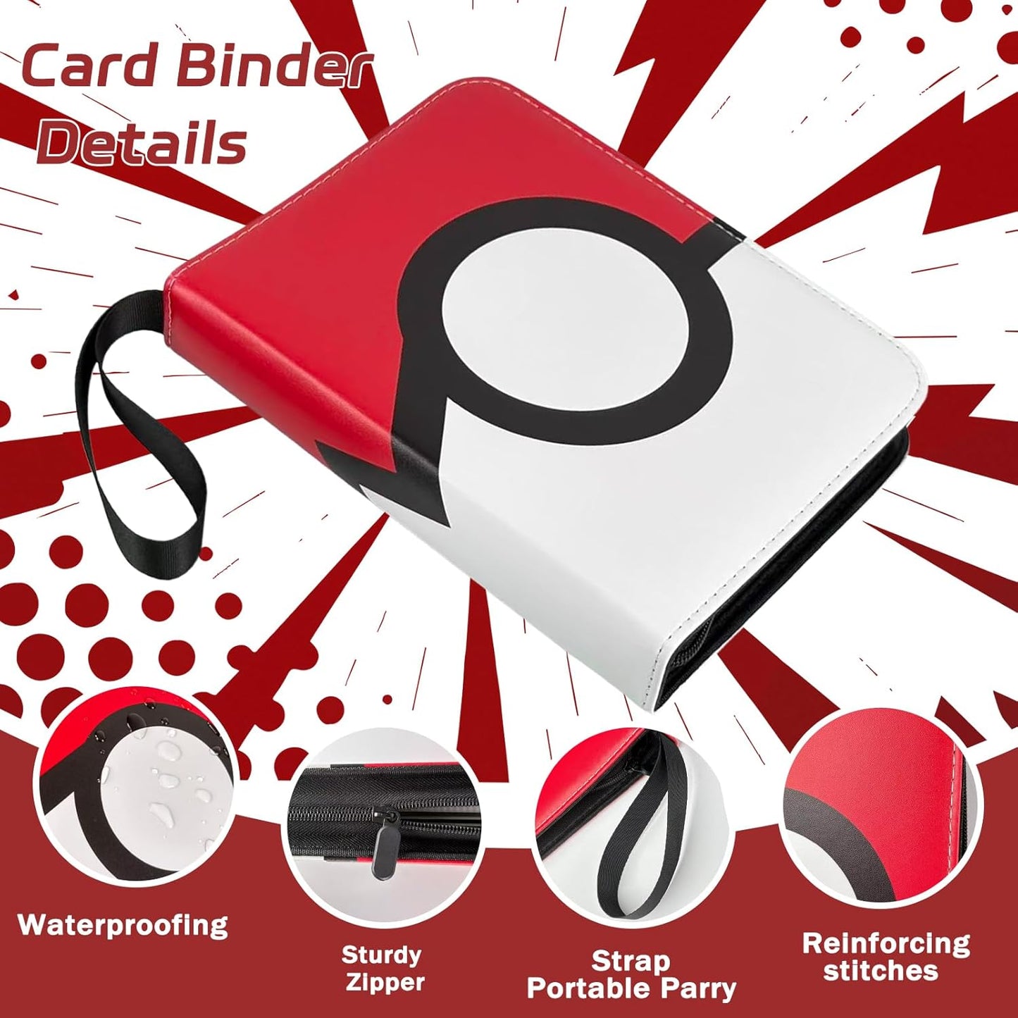 440 Pockets Card Binder, Portable Trading Card Binder with 55 Removable Sleeves, Waterproof Card Holder Album, Card Bunder with Zipper