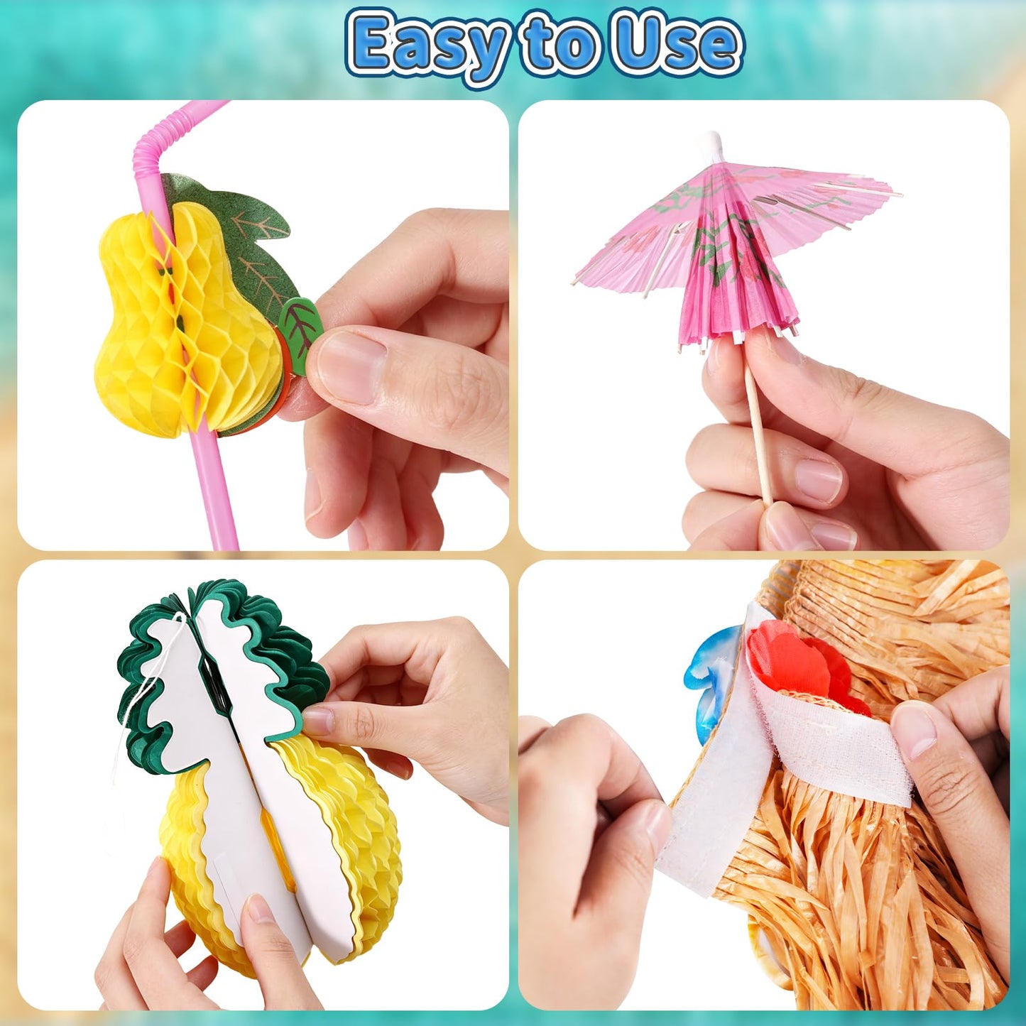 200 Pcs Aloha Luau Party Decorations Set, Hawaiian Tropical Summer Beach Party Supplies with