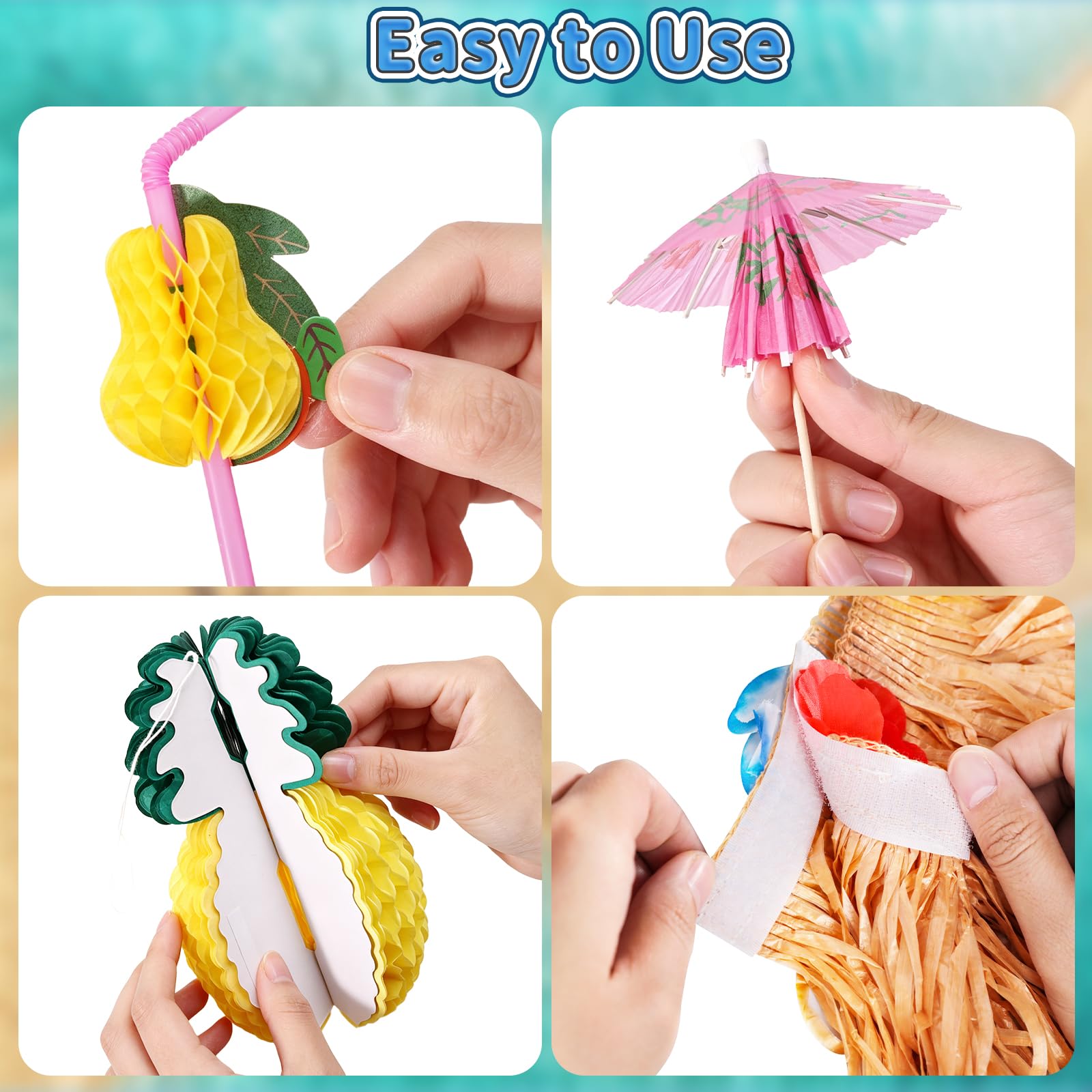 200 Pcs Aloha Luau Party Decorations Set, Hawaiian Tropical Summer Beach Party Supplies with