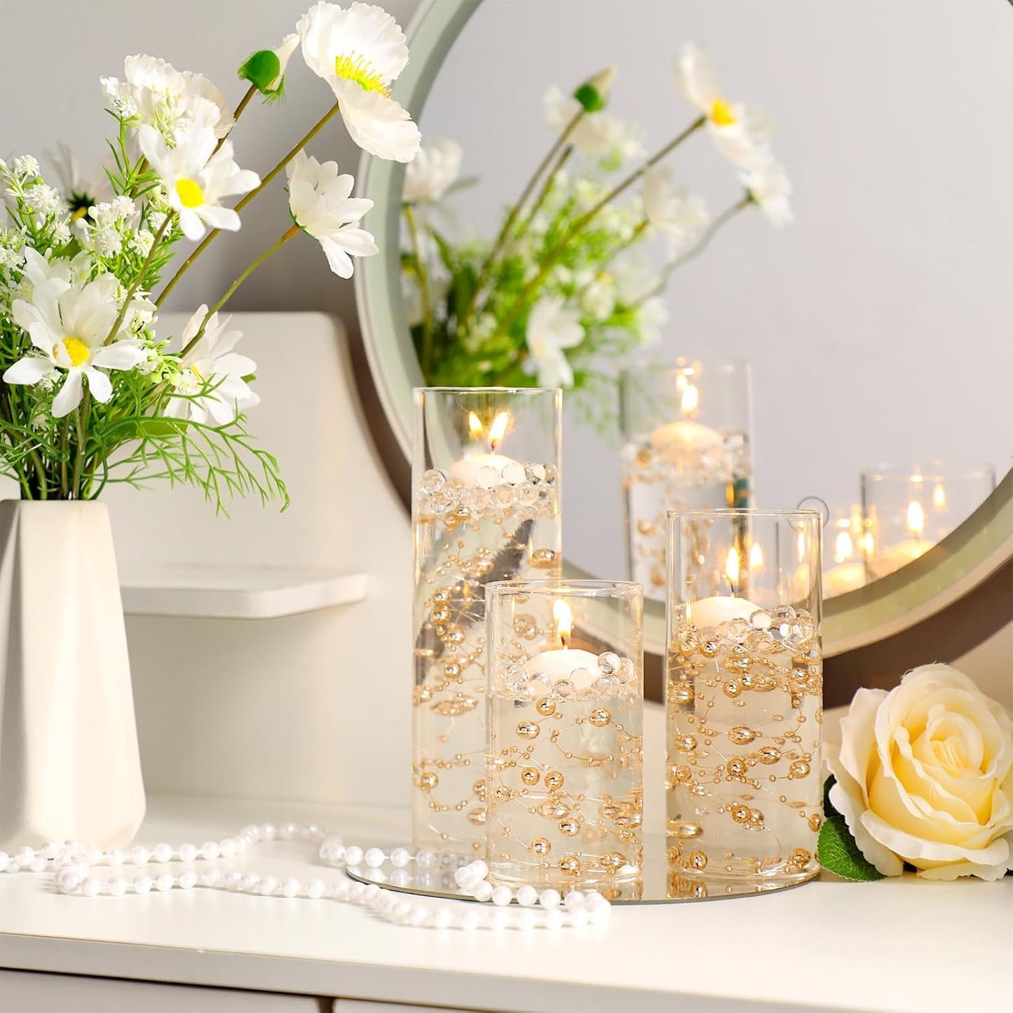 Thin Glass Cylinder Vases 2.5''/3.3'' Diameter 2mm Wall Thickness Clear Flowers Vase Hurricane Floating Candles Holders for Table Centerpieces Wedding Decor(2.5'' X 5'',6'',8'',72 Pcs)