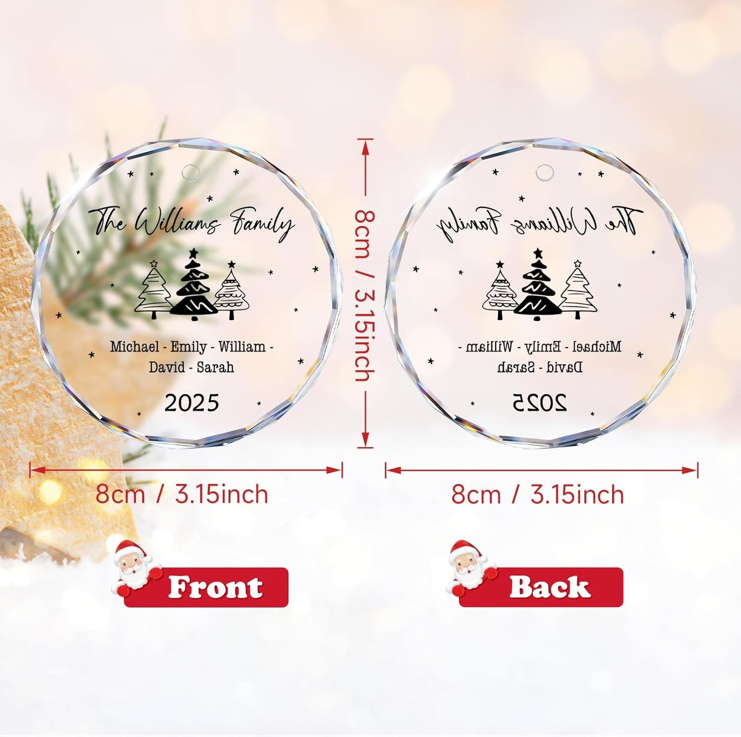 Family Christmas Ornaments 2025 Personalized, Family Ornaments with Custom Name, Tree Decorations, Customized