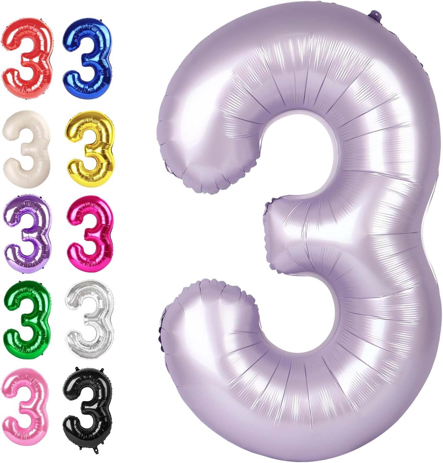 Large 40 Inch Lavender 3 Number Balloon, 3 13 23 30 33 36 38 Lilac Birthday Party Decorations, Numbers Three Foil Balloons for Anniversary Party Graduations Celebration Supplies