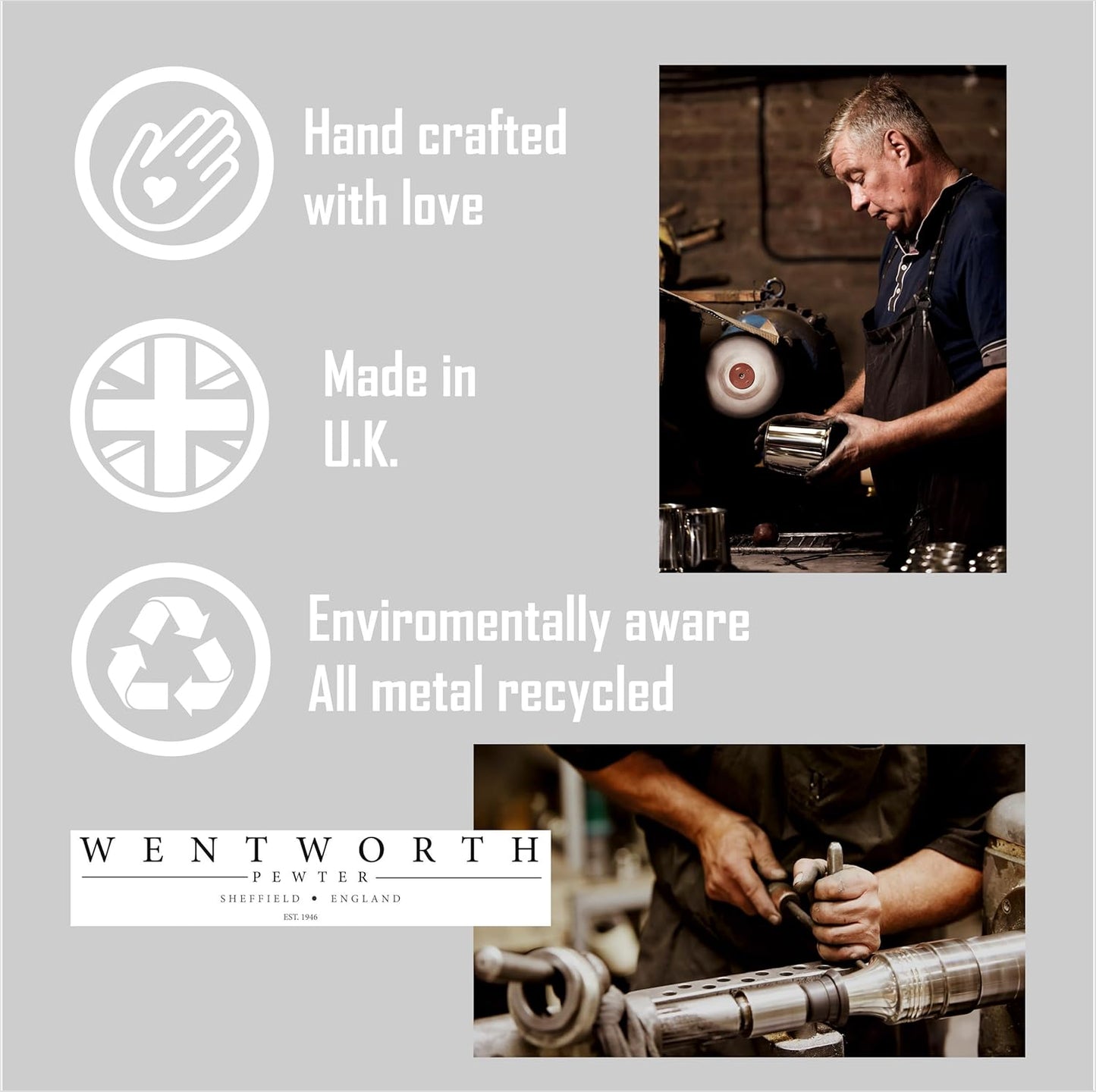 Wentworth Pewter - Large Pewter Bell Goblet, Wine Goblet, Wine Glass, Bright Polished Pewter