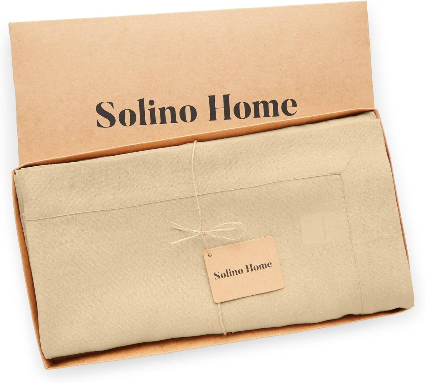 Solino Home Beige Linen Tablecloth 60 x 90 Inch - 100% Pure Linen Table Cloth for Rectangle Tables - Fete, Machine Washable Tablecloth for Fall, Autumn, Thanksgiving, Christmas