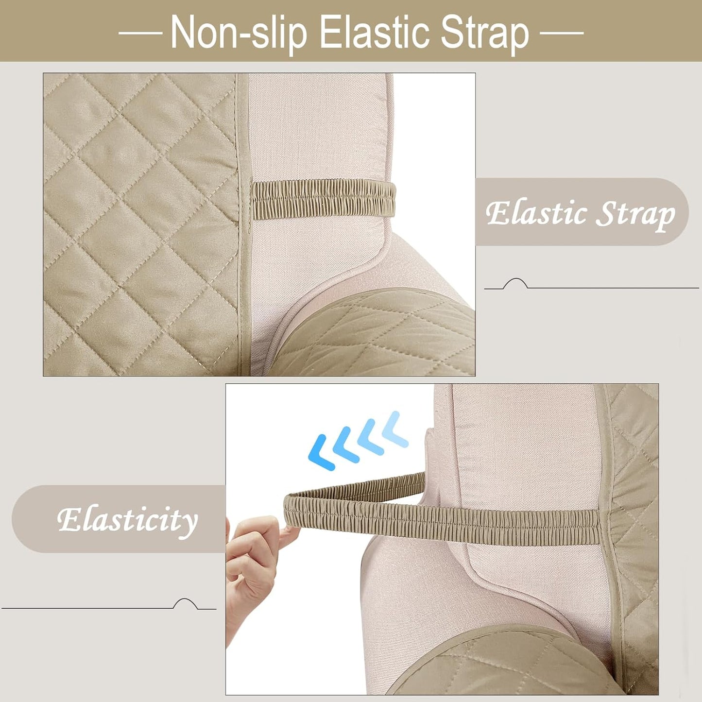 Reversible Sofa Covers Couch Cover Furniture Protector for Dogs Elastic Straps Water Resistant(Sofa,Sand/Beige)