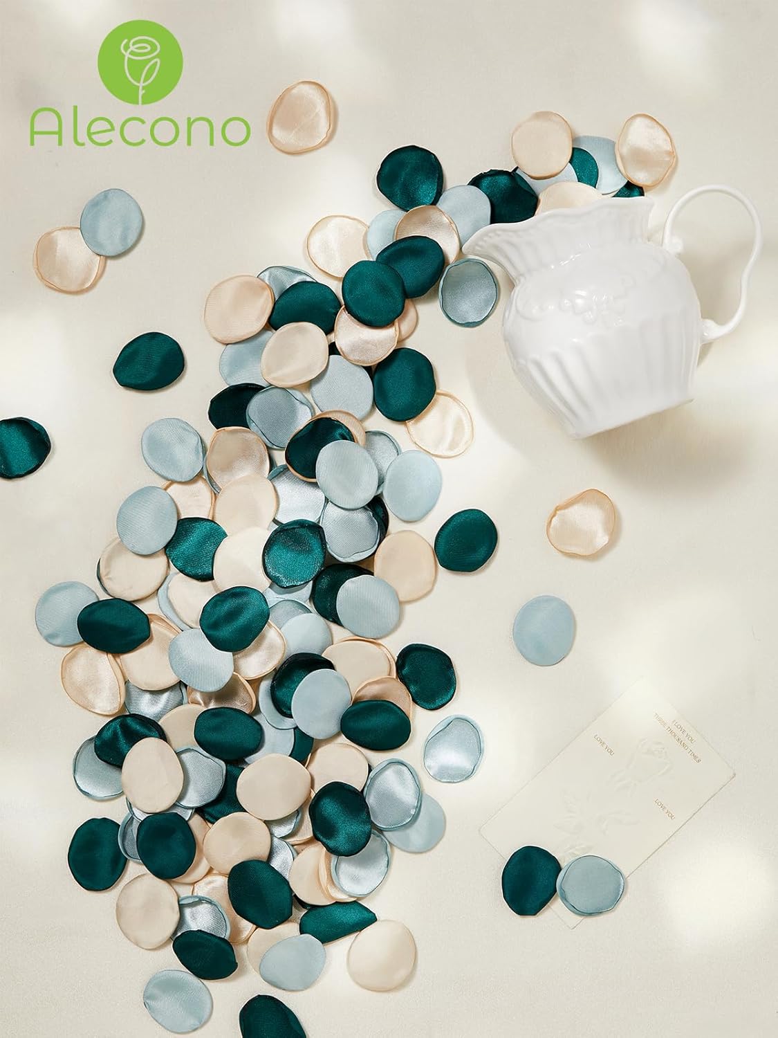 Alecono 𝟰𝟬𝟬𝙋𝙘𝙨 Silk Rose Petals, Green Fake Rose Petals for Wedding Decor, Flower Petals Decrations for Flower Girl Basket Birthday Party Decor