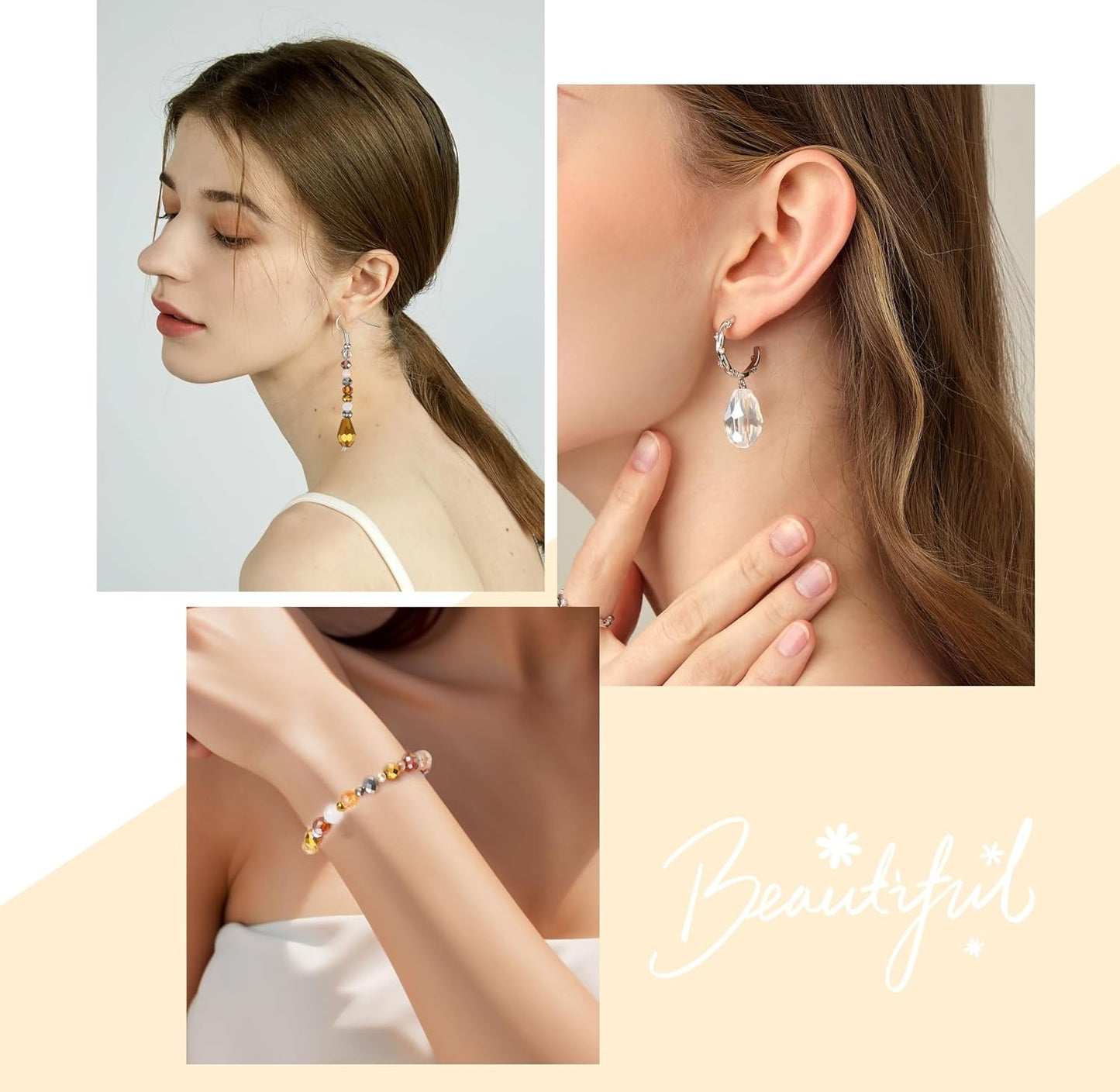 Glass Beads for Jewelry Making -800PCS Brown Crystal Beads for Bracelet Making Kit, Assorted Round Rondelle Gemstone Beads for DIY Crafts,Friendship Bracelets（Brown）