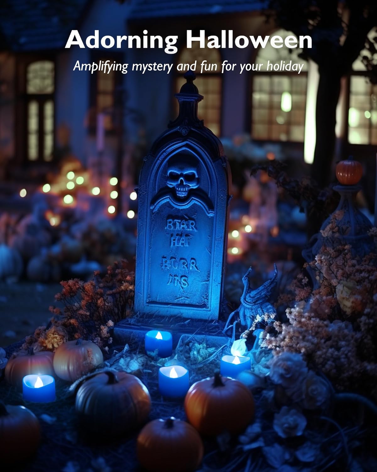 Homemory Blue Tea Lights Candles Battery Operated, 200+Hour Flameless Flickering Fake Electric LED Colored Tealights Candles for Wedding Table Decor, Theme Party, Aniversary, Proposal, 24-Pack