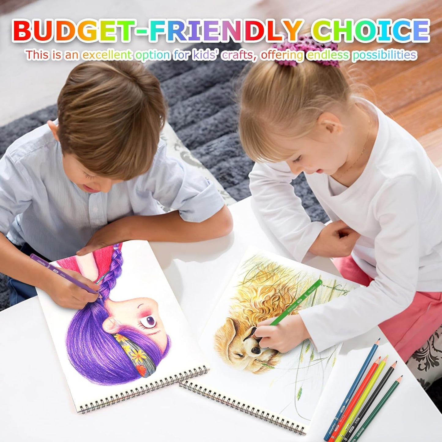 9" x 12" Sketch Book, 4-Pack 50 Sheets Spiral Bound Art Sketchbook, Acid Free Artist Drawing Paper Pad for Kids Adults, Party Art Supplies, Ideal Gifts for 8 9 10 11 12 13 14 Year Old Girl