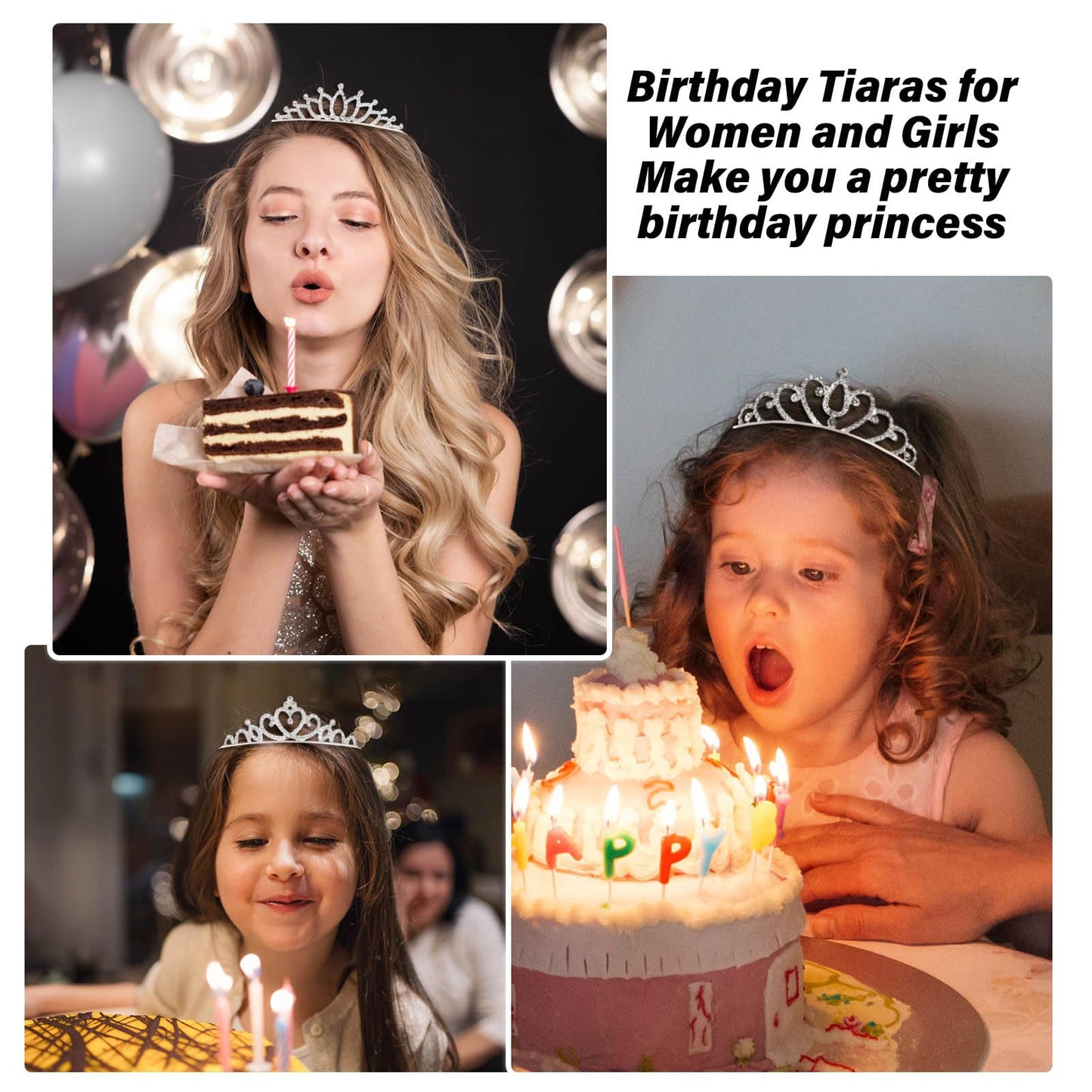 Tihebax Tiaras Crowns Headbands for Girls Women 10 Pcs Small Silver Princess Tiara Bulk Crown