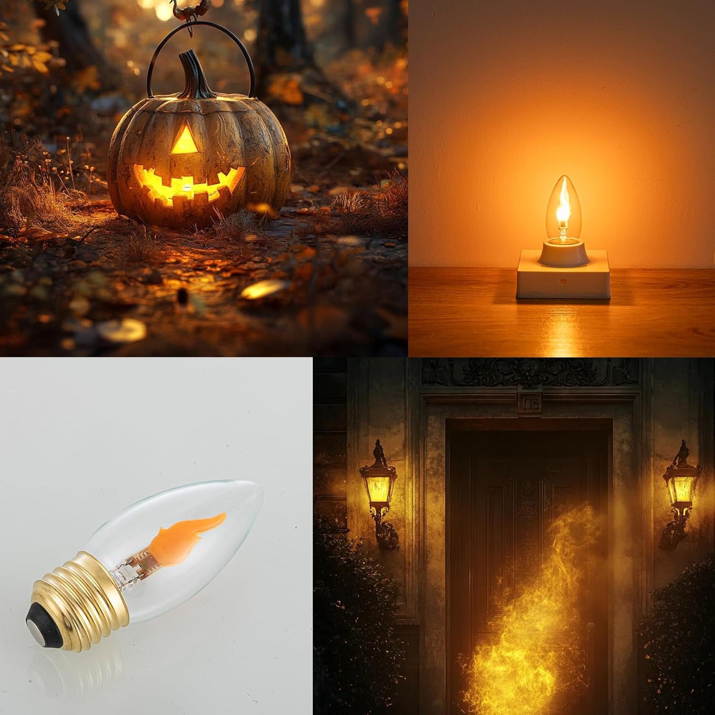 LED Flickering Light Bulbs E26 Flame Effect Bulb Standard Base, Fire Light Bulbs for Halloween Christmas Decoration, 2 Pack