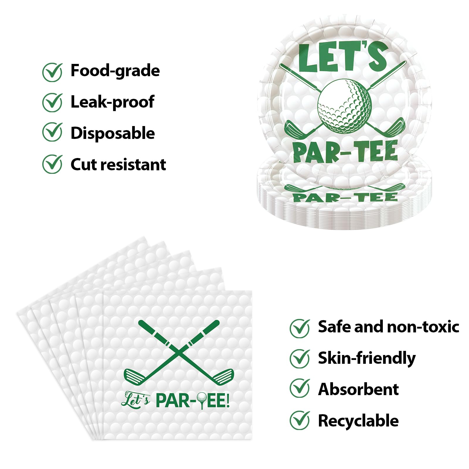 HFBOBP 50pcs Golf Paper Plates and Napkins Party Decorations