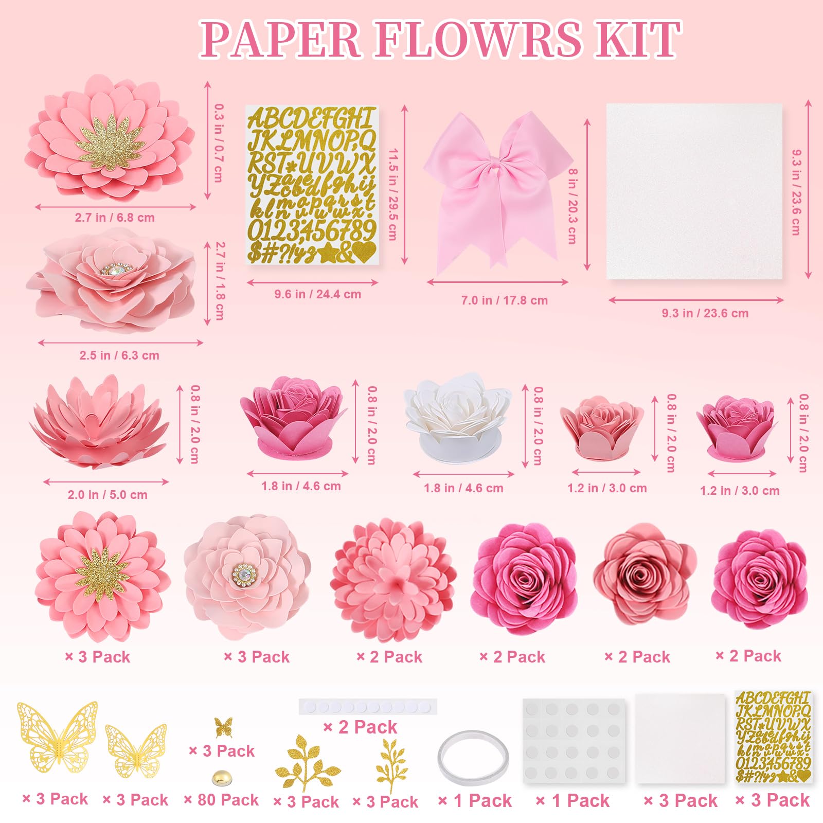 Premium Graduation Cap Topper Kit 2026 with 350g Glitter Cardstock Base - 3D Paper Flowers