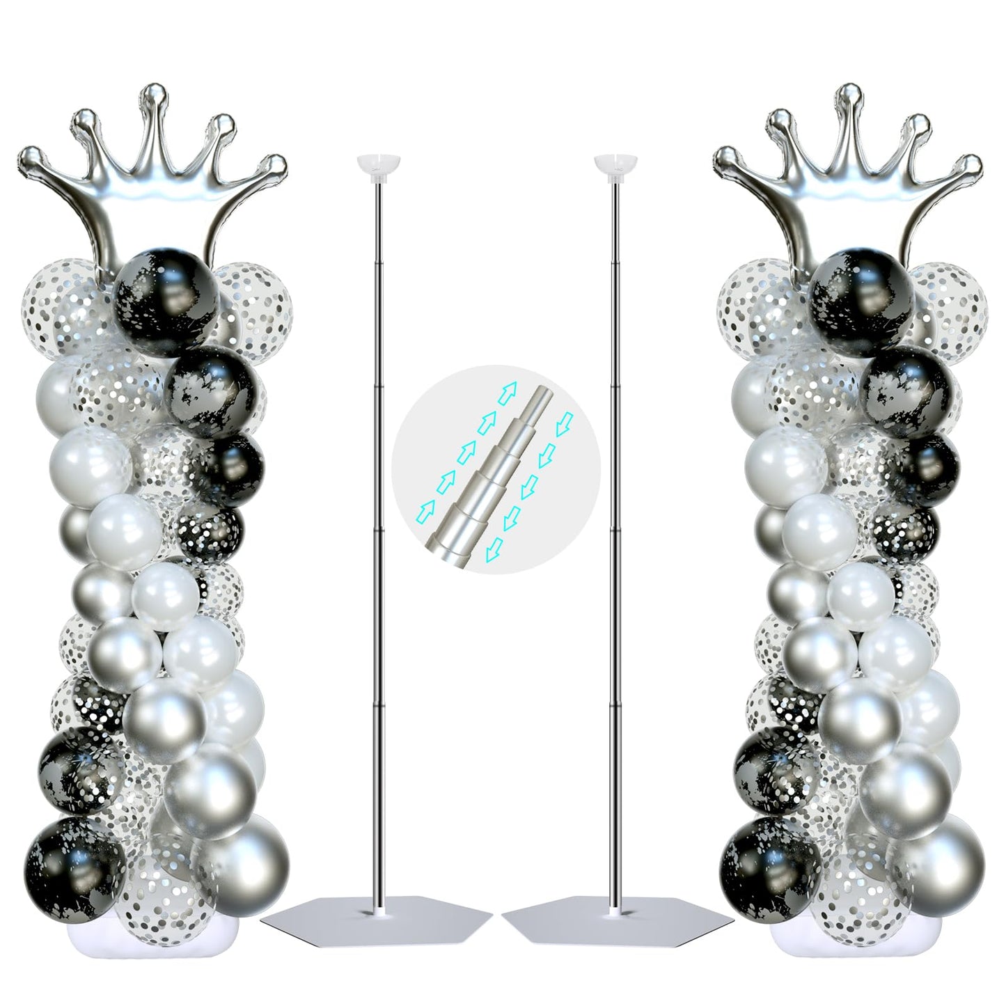 SINBEE Balloon Arch Stand, Balloon Arch Kit of 2, 7 Feet Height Adjustable Metal Balloon Column