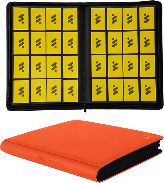 Premium 1000+ Pockets Card Binder,16 Pockets Card Binder Ringless Side Loading Trading Card Album Folder for TCG -Dark Orange
