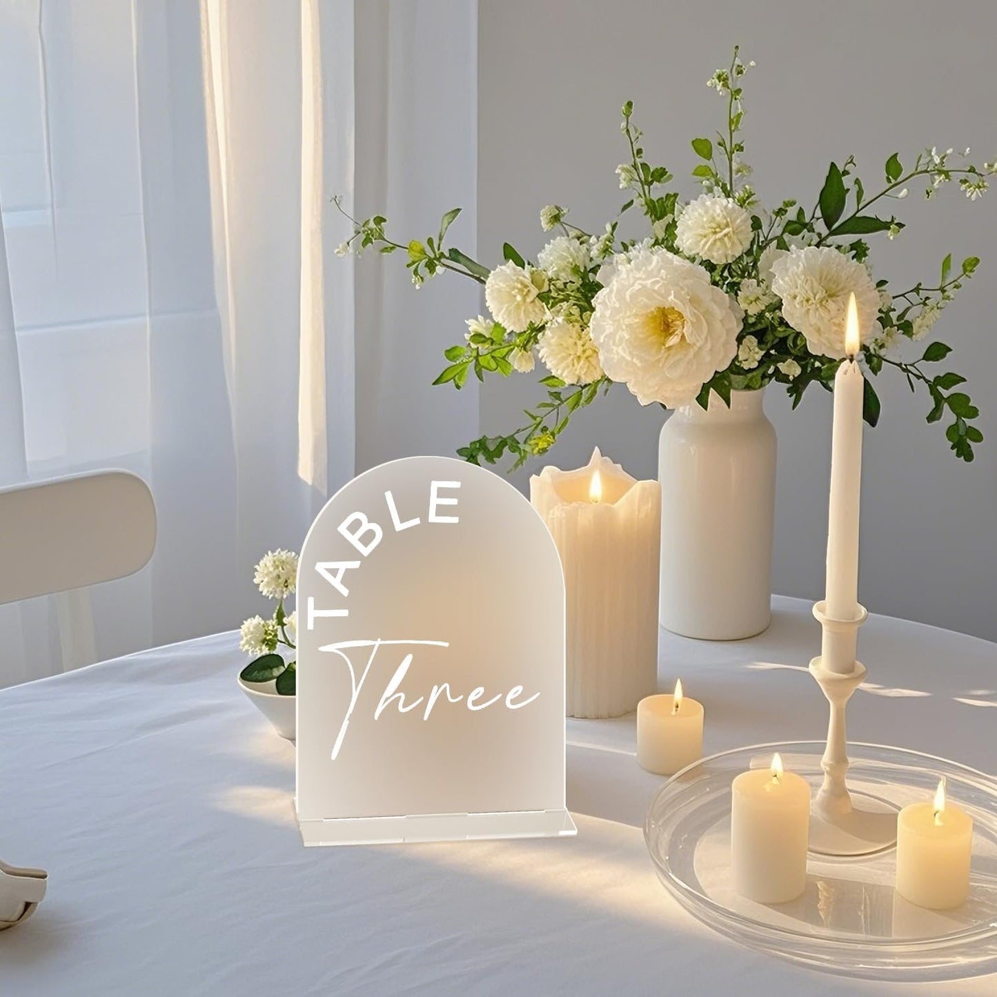 Frosted Arch Wedding Table Numbers 1-20 with Stands, 5x7 Inch Acrylic Arch Sign with Holder for Wedding Reception Table Centerpiece Decoration