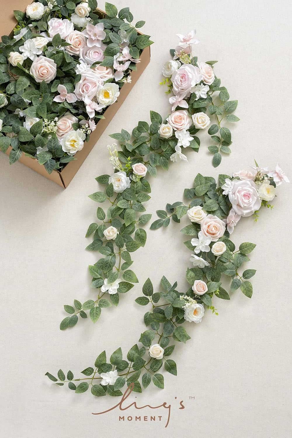 Ling's Moment 10pcs Wedding Chair Decorations Aisle Floral Swag Artificial Pew Flowers Hanging Garland Blush Pink & Cream For Ceremony Reception Church Rose Floral Faux Arrangement Party Outdoor Decor